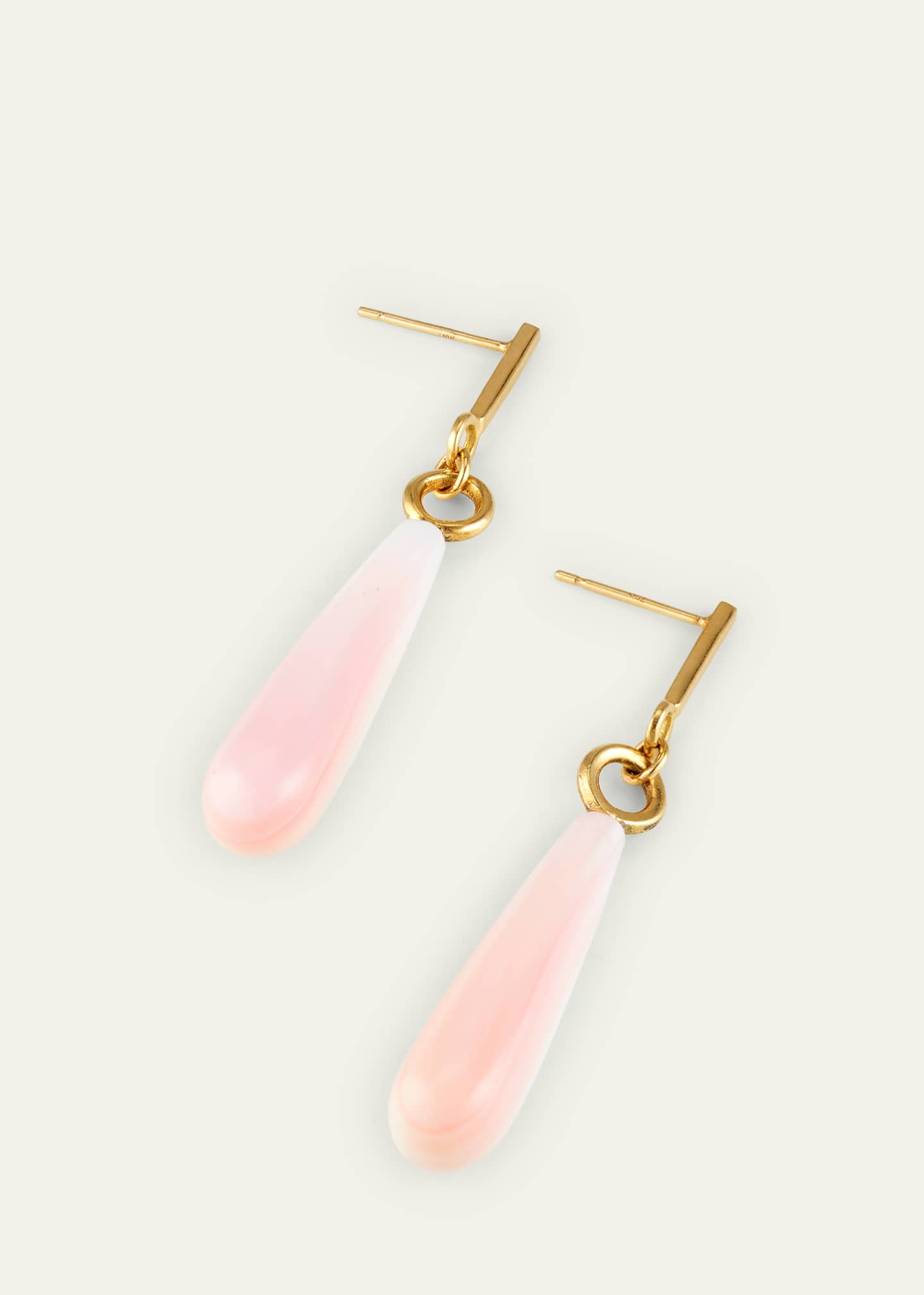 Katey Walker 18K Yellow Gold Pink Conch Shell Drop Earrings Image 3 of 4
