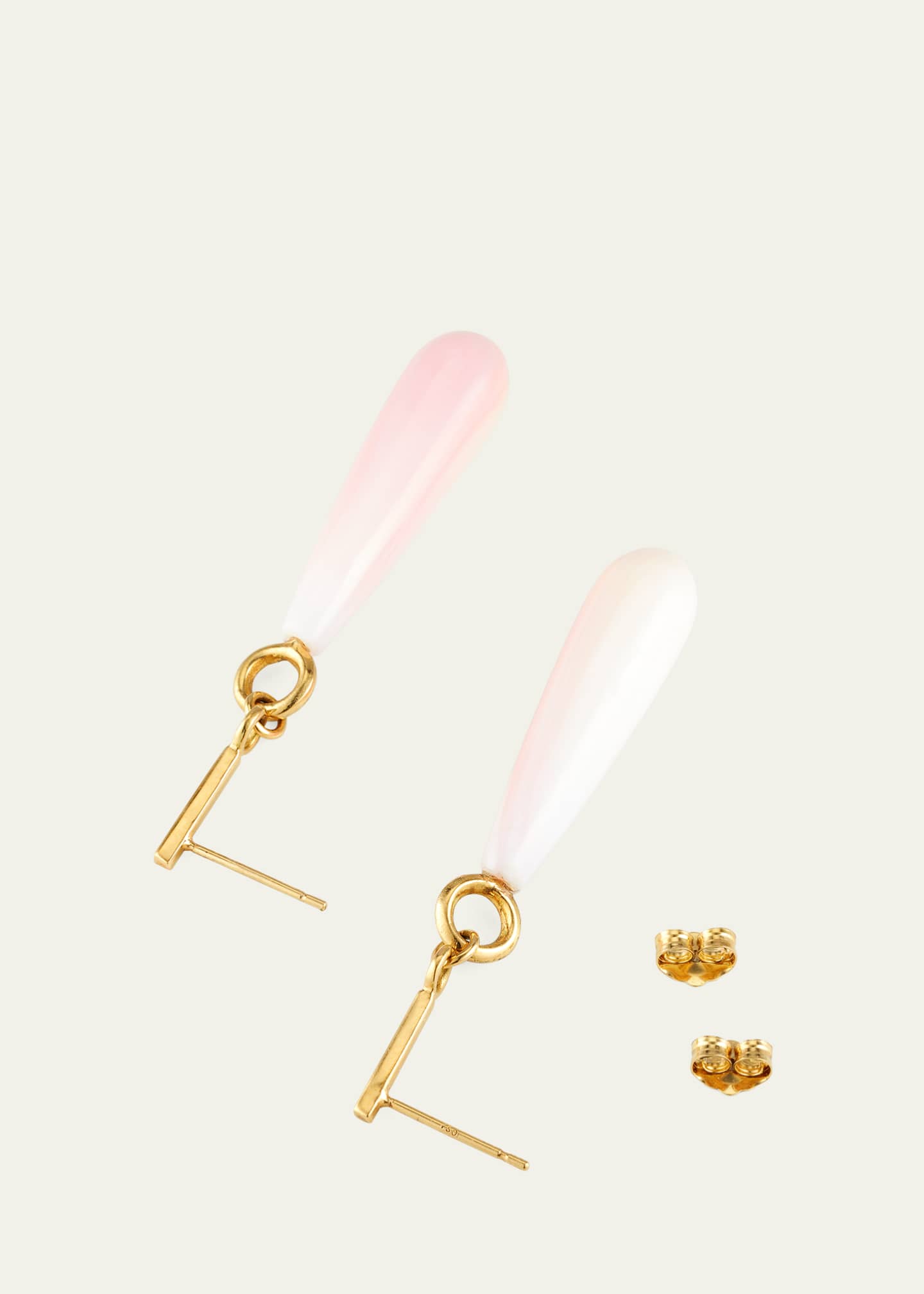 Katey Walker 18K Yellow Gold Pink Conch Shell Drop Earrings Image 4 of 4