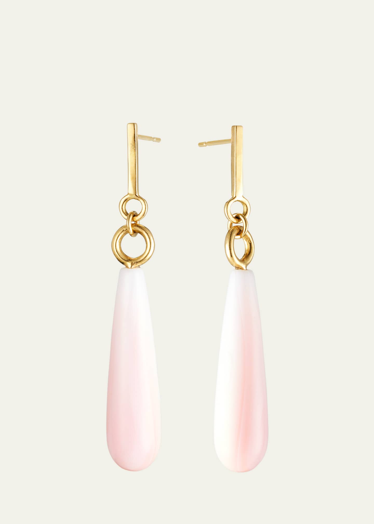 Katey Walker 18K Yellow Gold Pink Conch Shell Drop Earrings Image 1 of 4