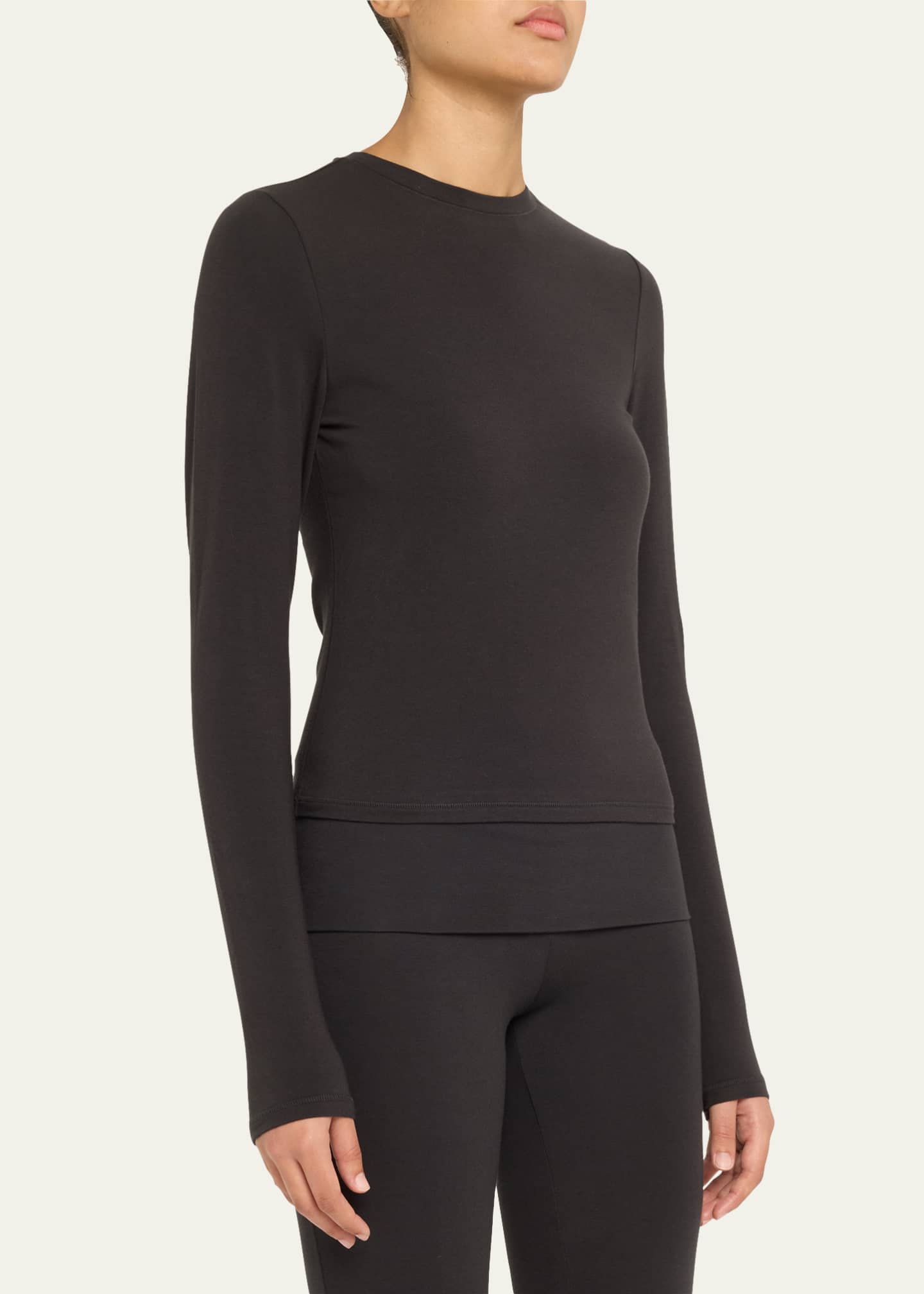 Cotton Jersey Long-Sleeve Crewneck T-Shirt