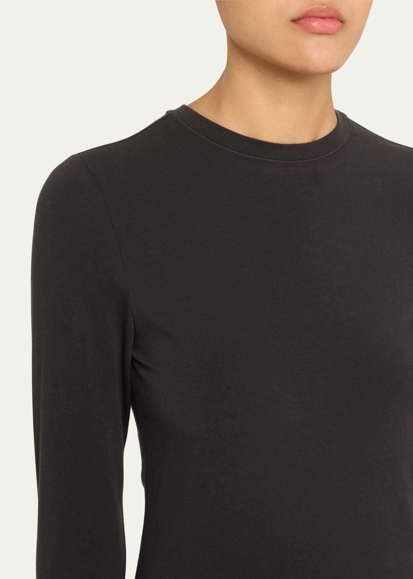 Cotton Jersey Long-Sleeve Crewneck T-Shirt
