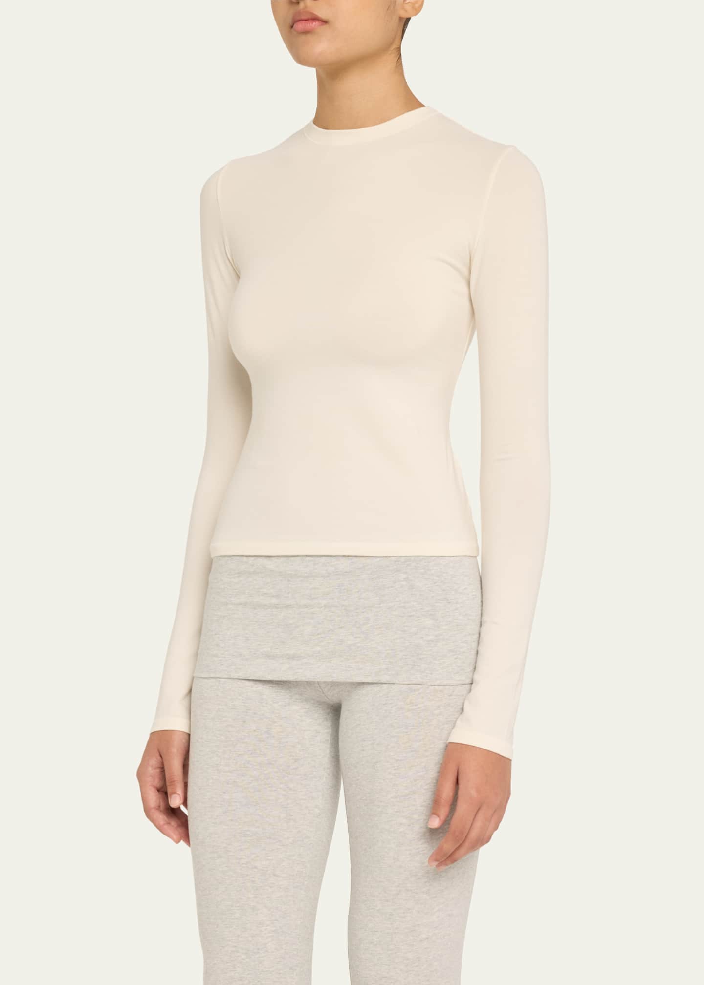 Cotton Jersey Long-Sleeve Crewneck T-Shirt