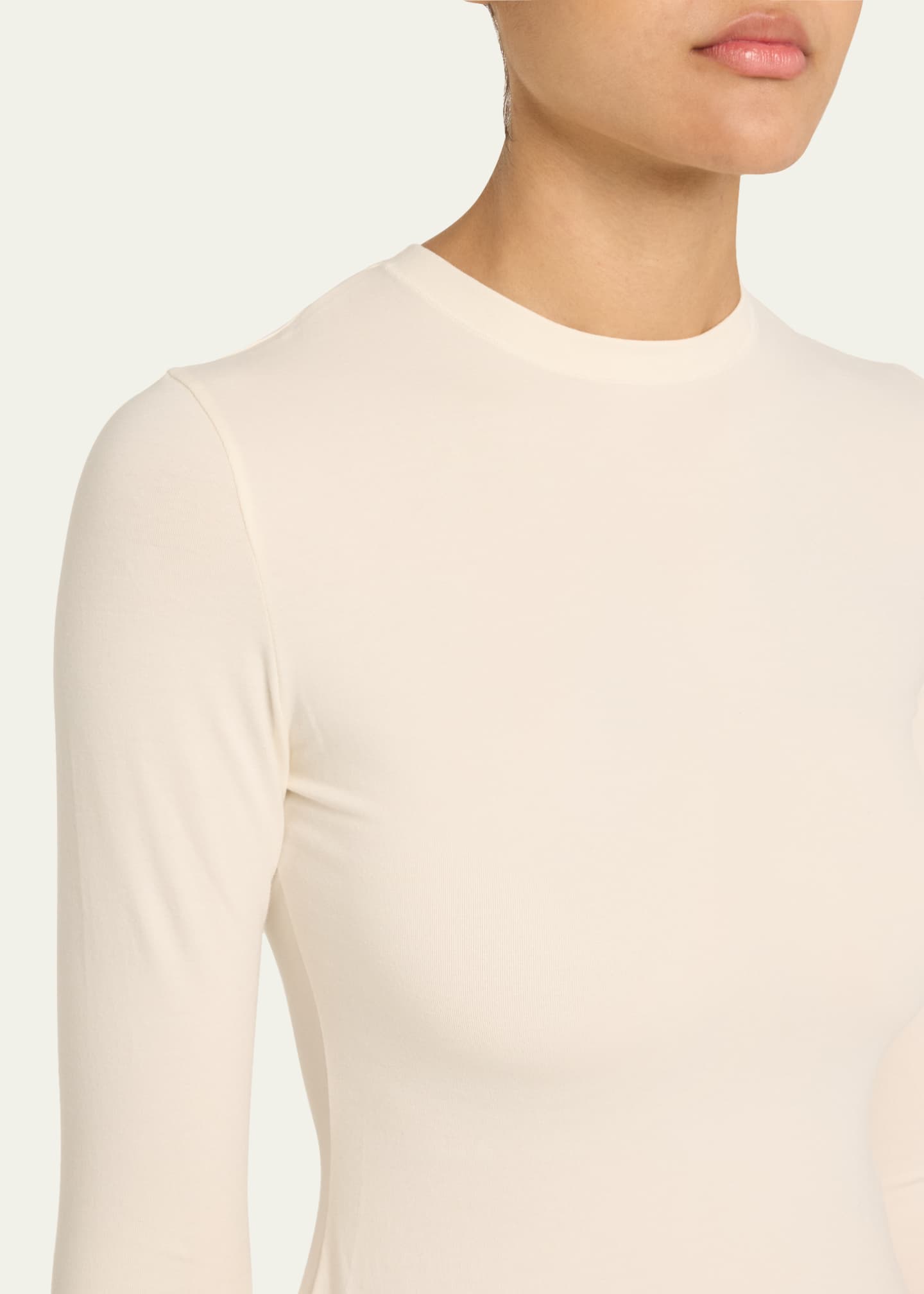 Cotton Jersey Long-Sleeve Crewneck T-Shirt