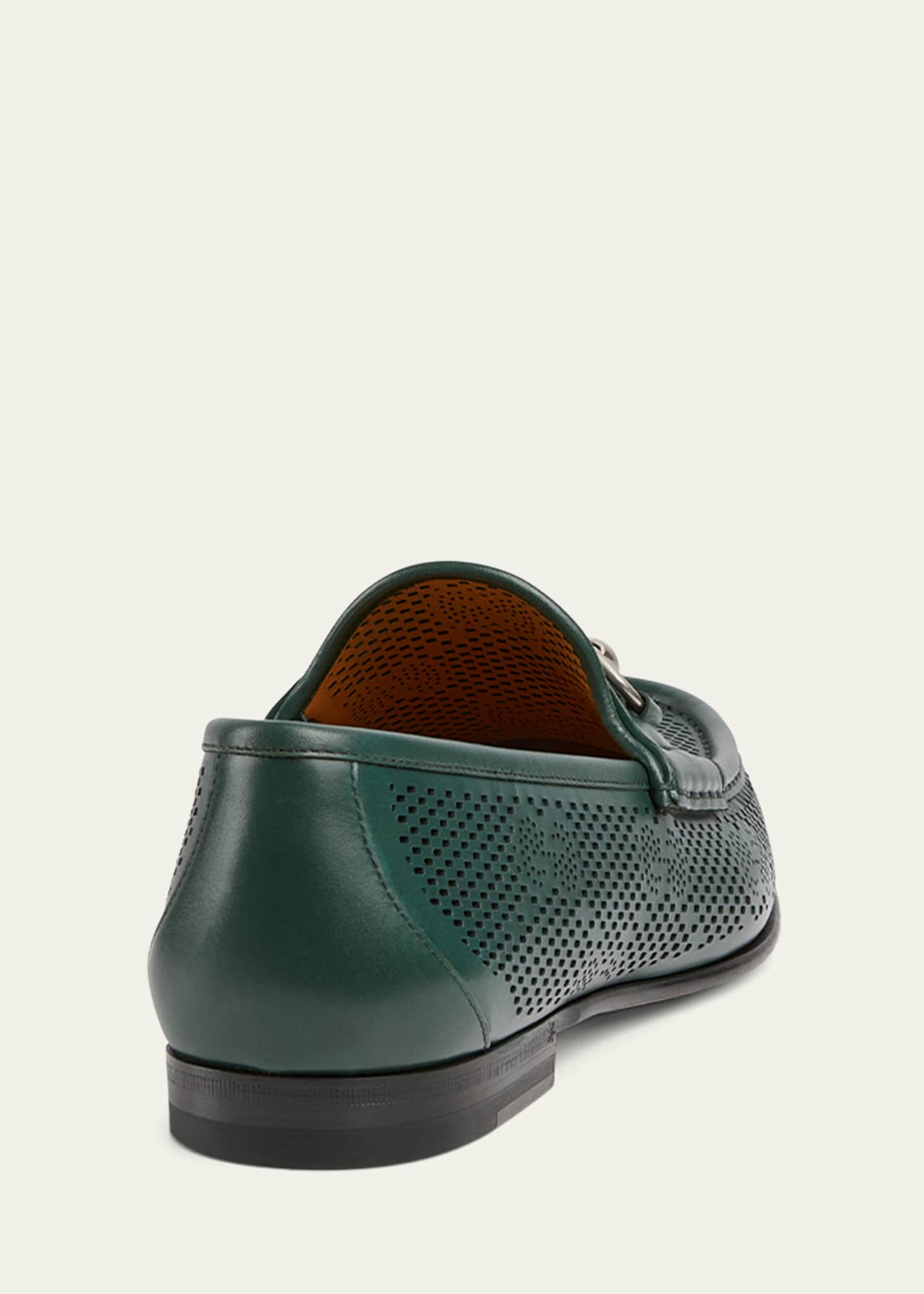 Gucci Men's Horsebit 1953 GG Perforated Leather Bit Loafers Image 2 of 3