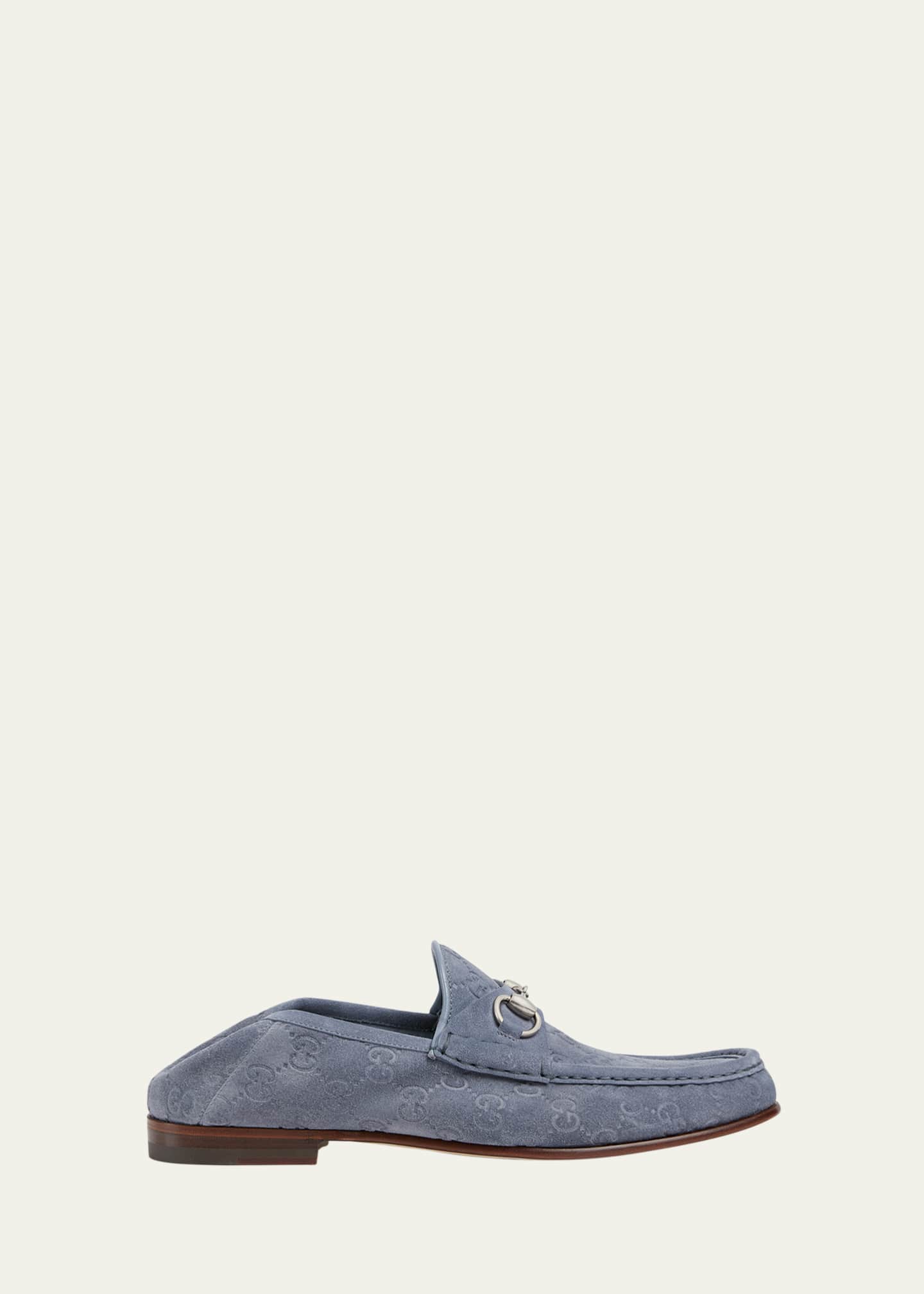 Gucci Men's Horsebit 1953 Embossed Suede Bit Loafers Image 1 of 3