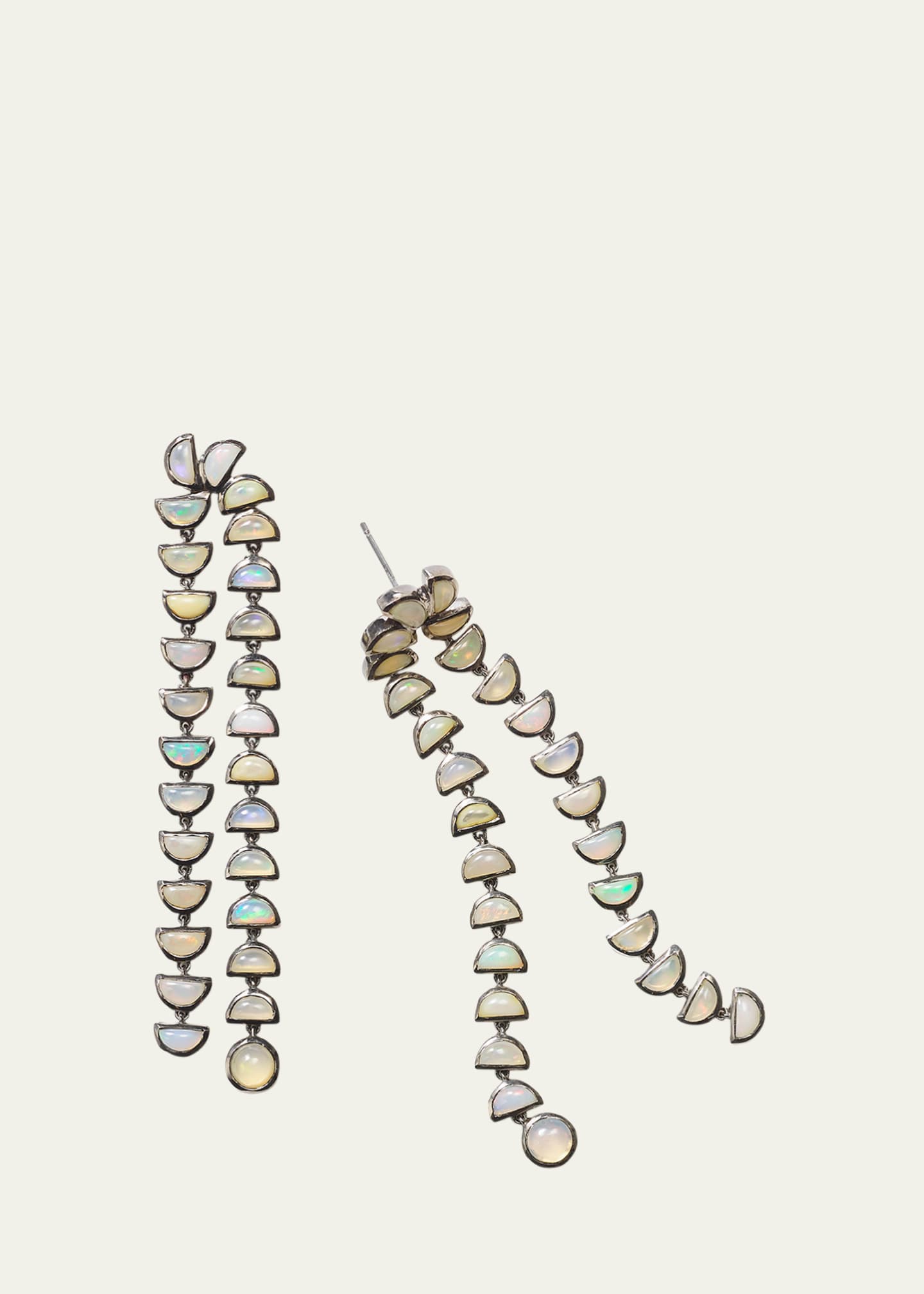 NAKARD Sterling Silver Marabou Earrings with Black Rhodium and Ethiopian Opal Image 1 of 2