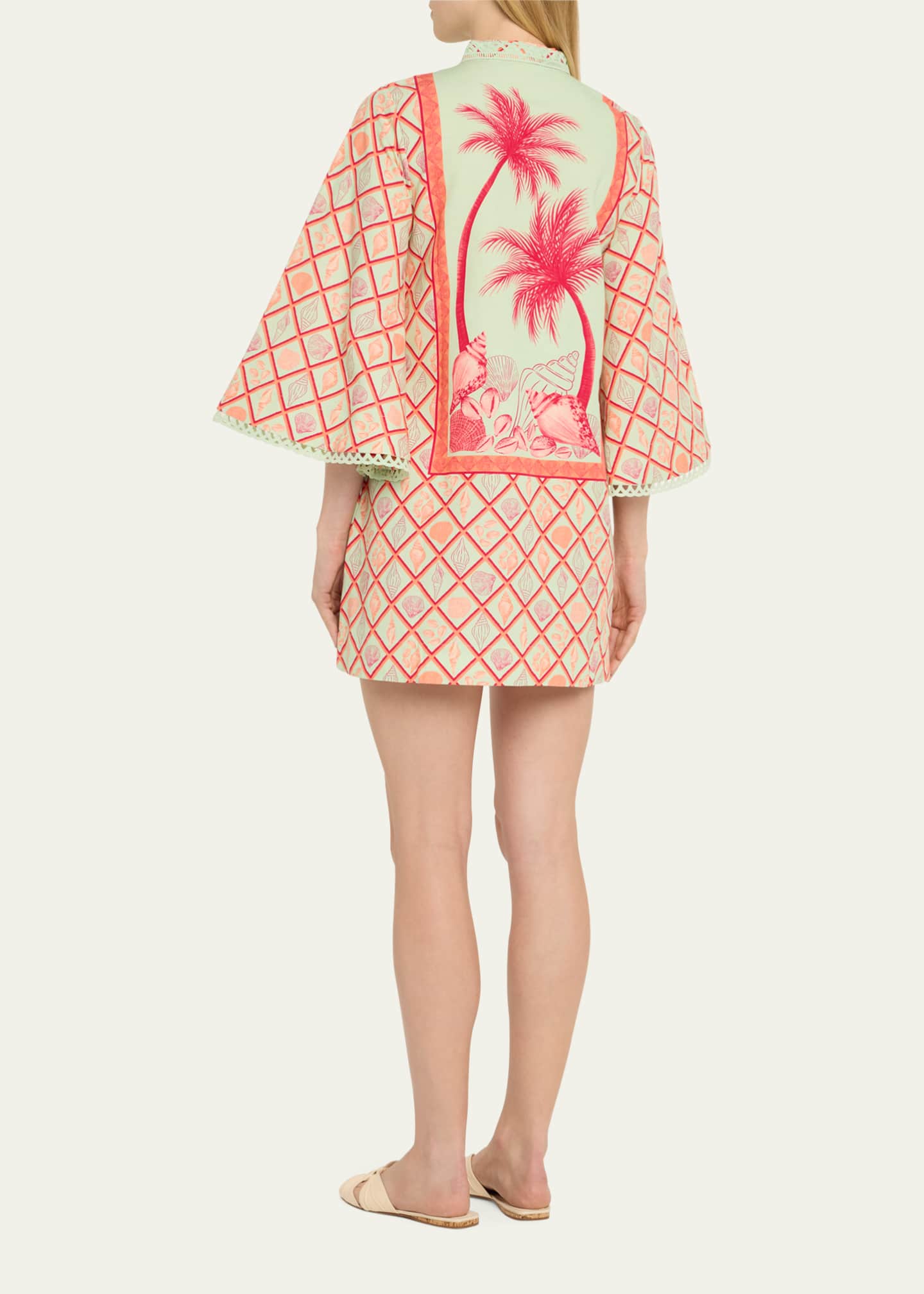 Verandah Palm Panel Mini Kaftan Dress Image 3 of 5