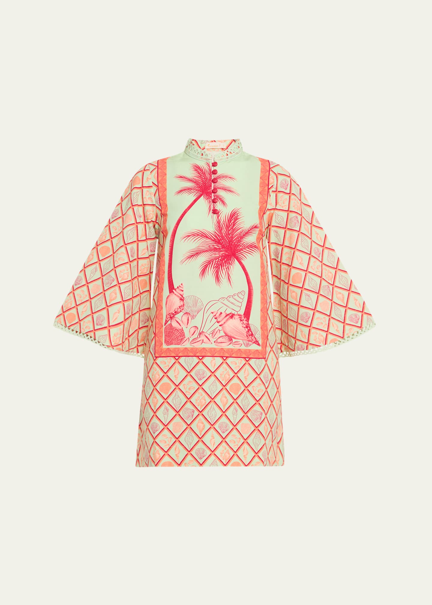 Verandah Palm Panel Mini Kaftan Dress Image 1 of 5
