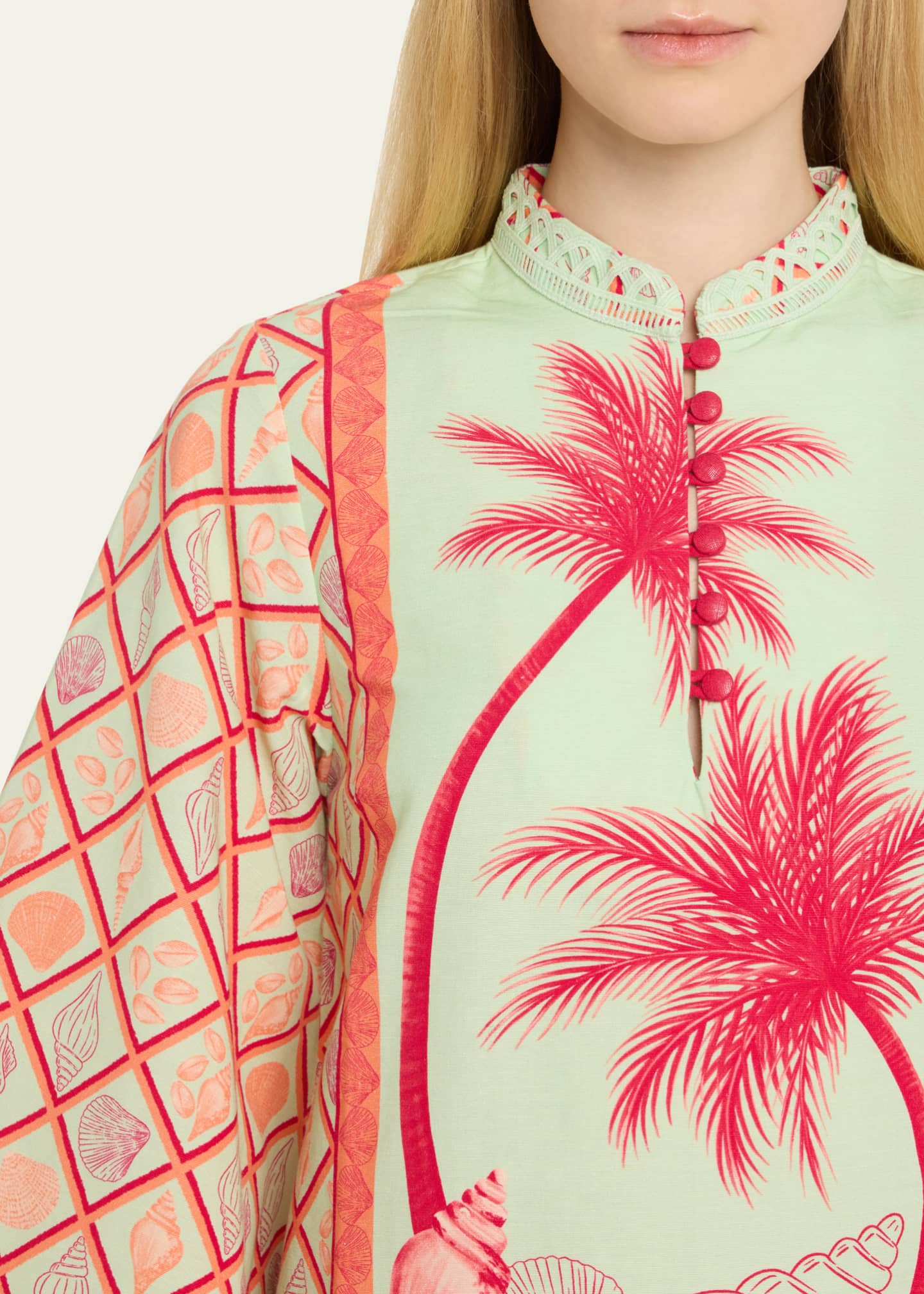 Verandah Palm Panel Mini Kaftan Dress Image 5 of 5