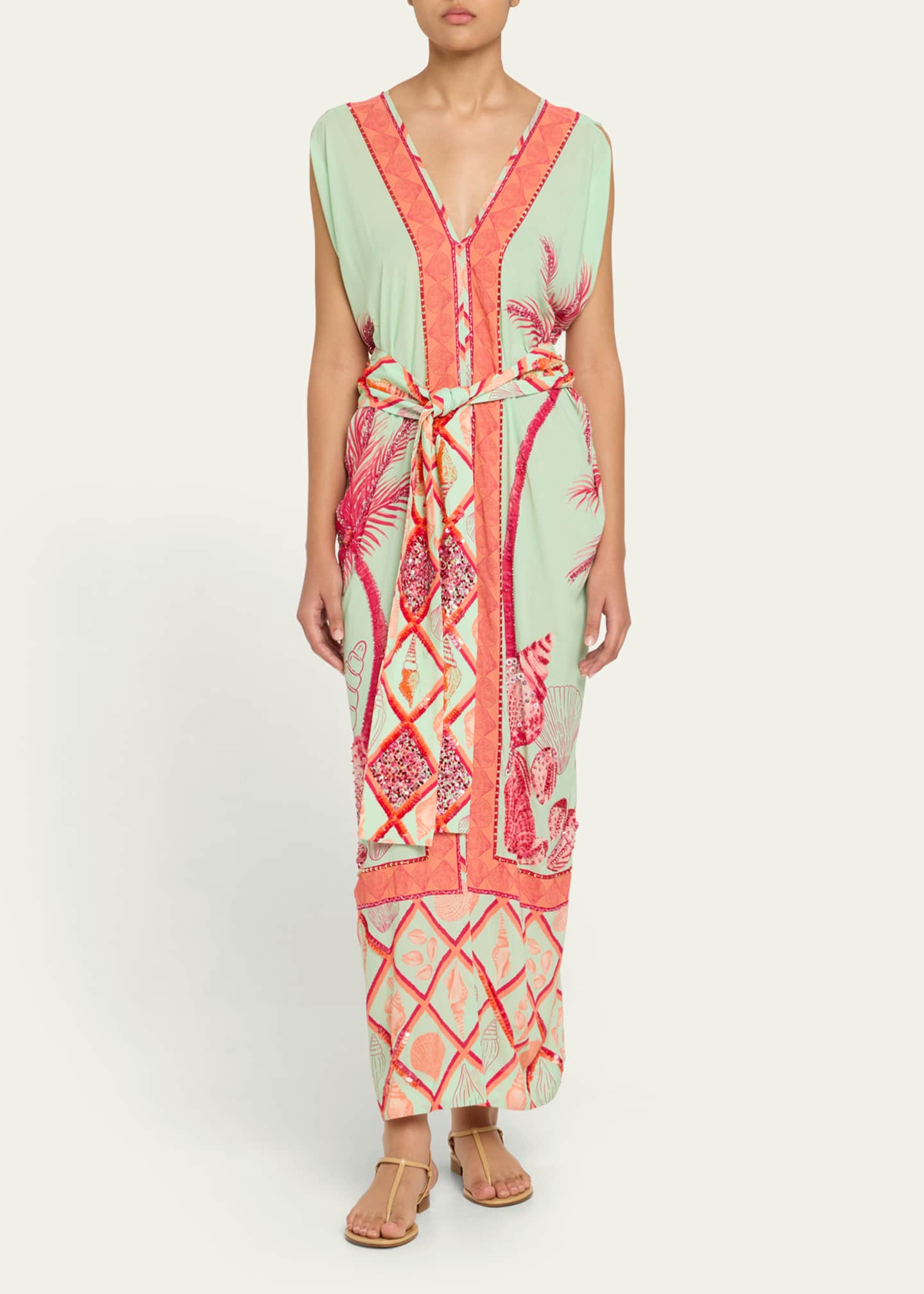 Verandah Hand-Beaded Ocean Kaftan Dress Image 2 of 5