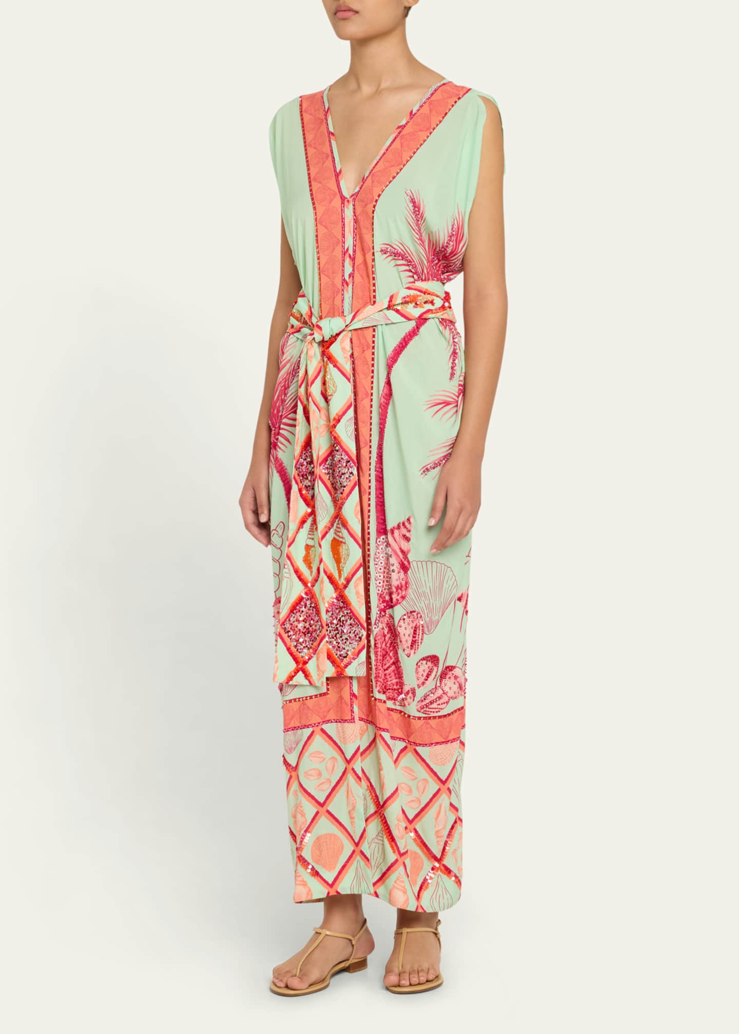 Verandah Hand-Beaded Ocean Kaftan Dress Image 4 of 5