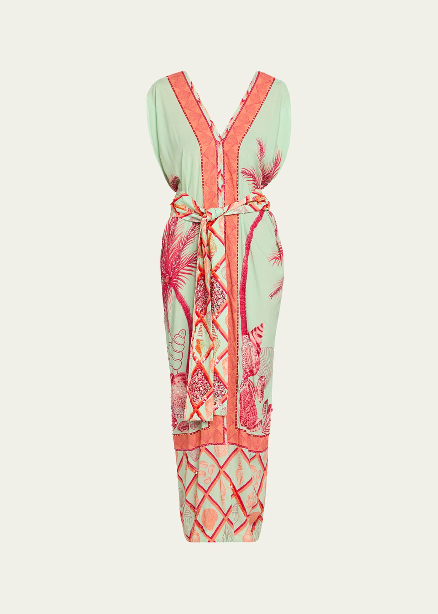 Verandah Hand-Beaded Ocean Kaftan Dress Image 1 of 5