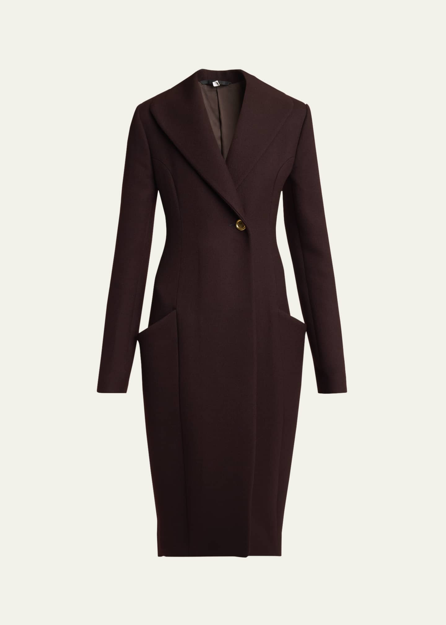 Givenchy Tailored One Button Wool Coat Russet Brown