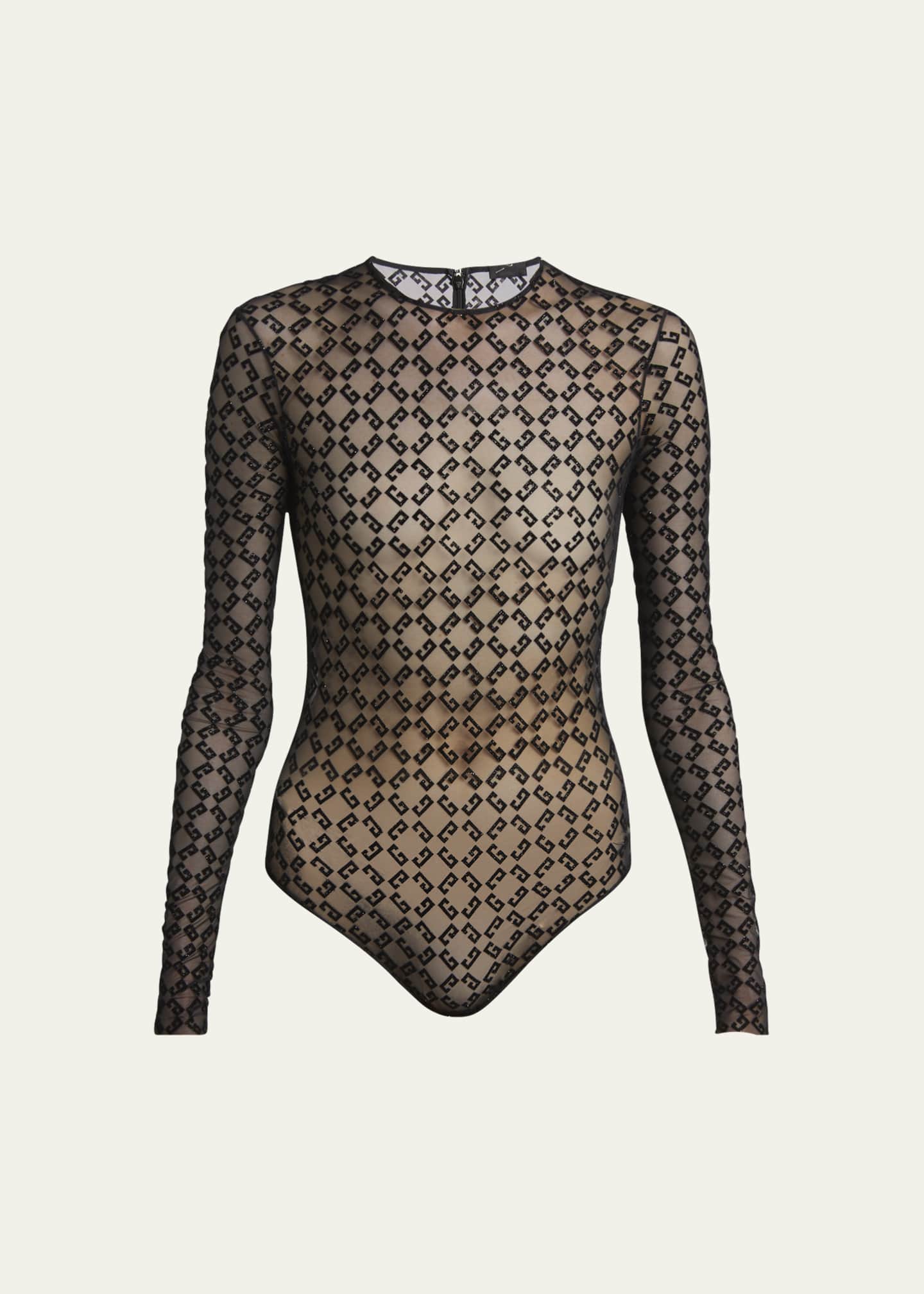通販 クリスマスセール2024: 特集 Givenchy Sheer Tulle Monogram Bodysuit - Bergdorf Goodman トップス