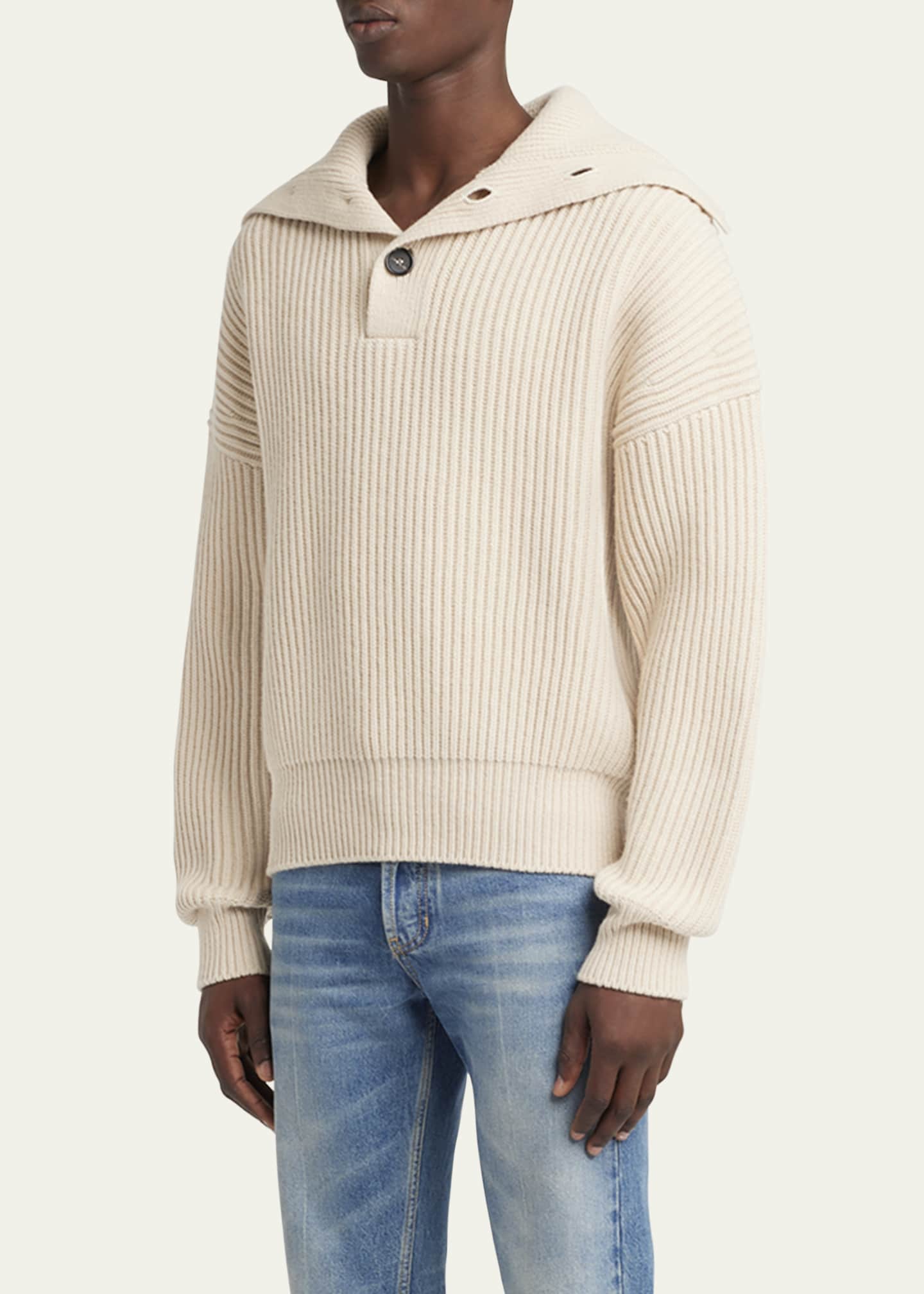 McQueen Men's Ribbed Wool-Cashmere Sweater Image 4 of 5