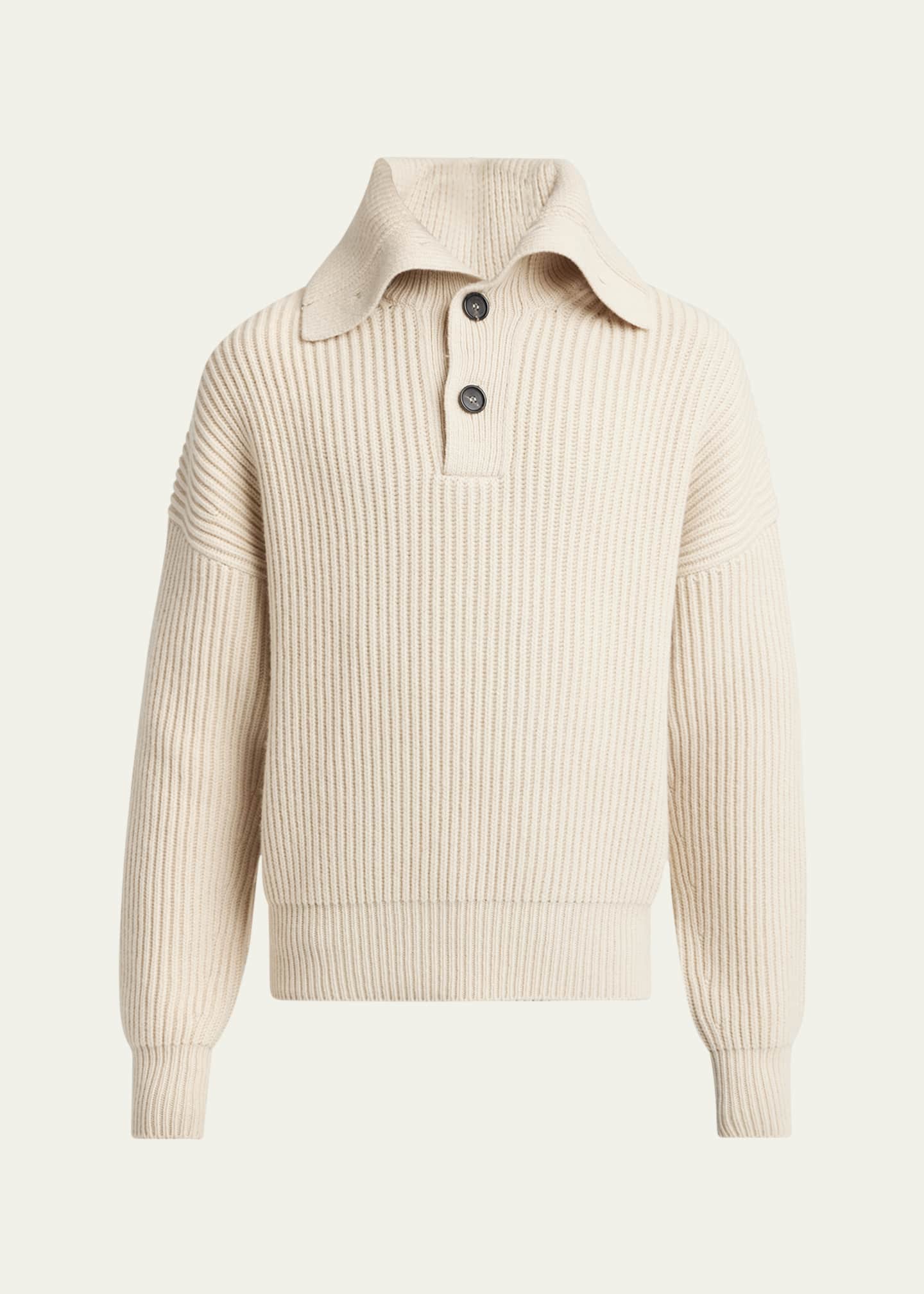 McQueen Men's Ribbed Wool-Cashmere Sweater Image 1 of 5