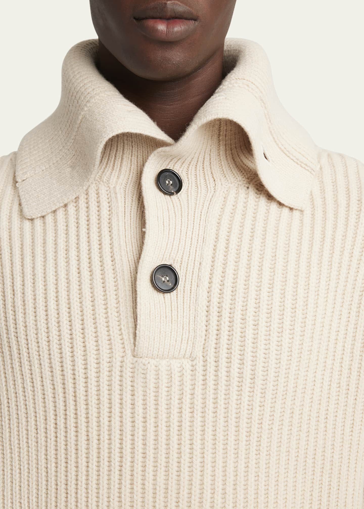 McQueen Men's Ribbed Wool-Cashmere Sweater Image 5 of 5