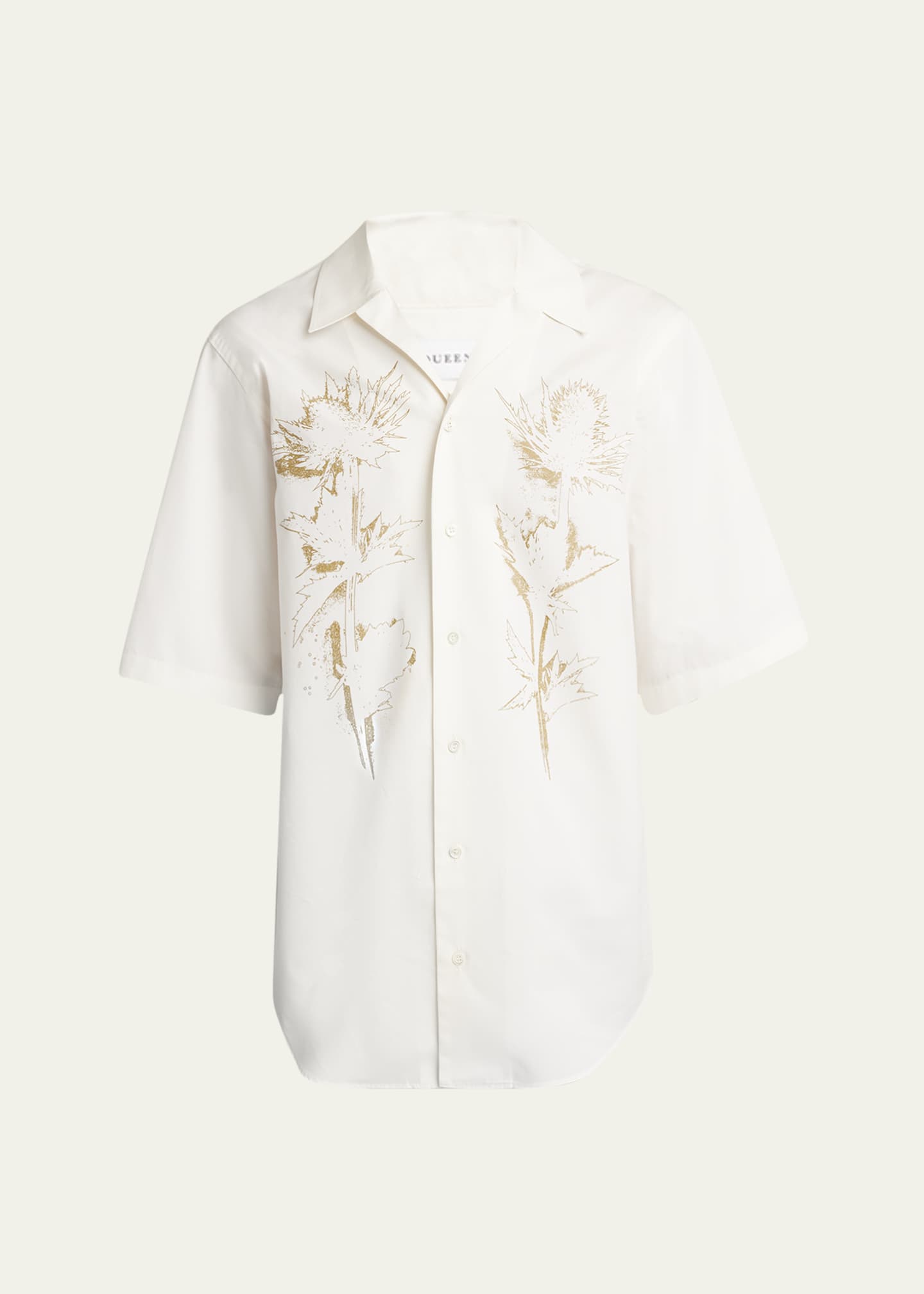 McQueen Men's Thistle-Print Poplin Sport Shirt Image 1 of 5