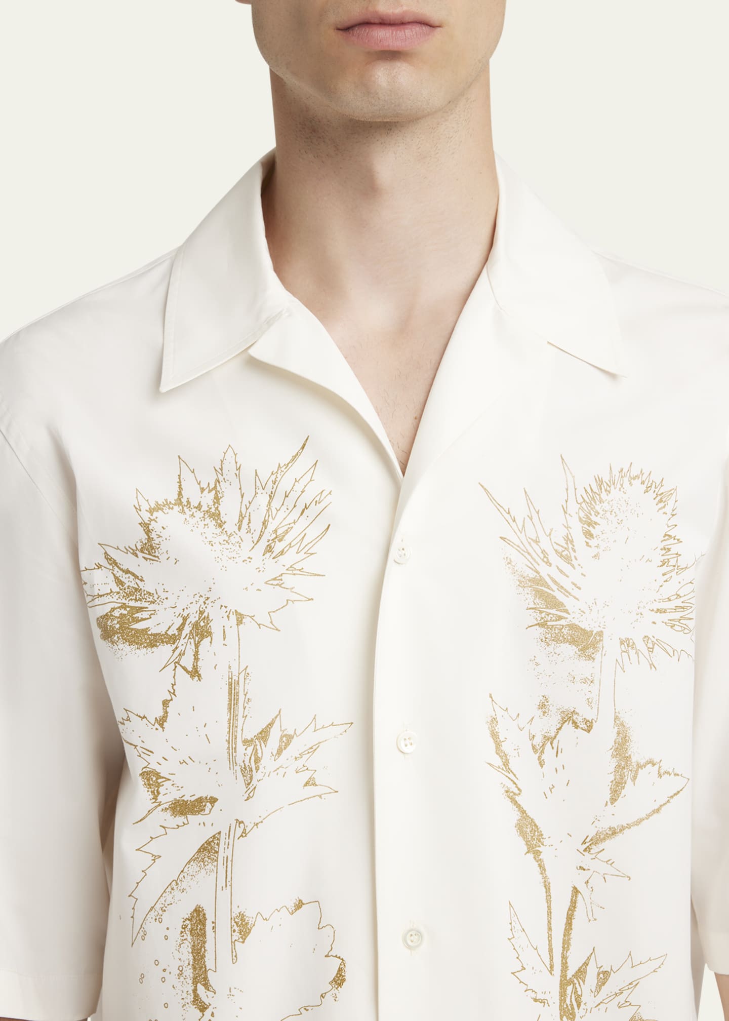 McQueen Men's Thistle-Print Poplin Sport Shirt Image 5 of 5