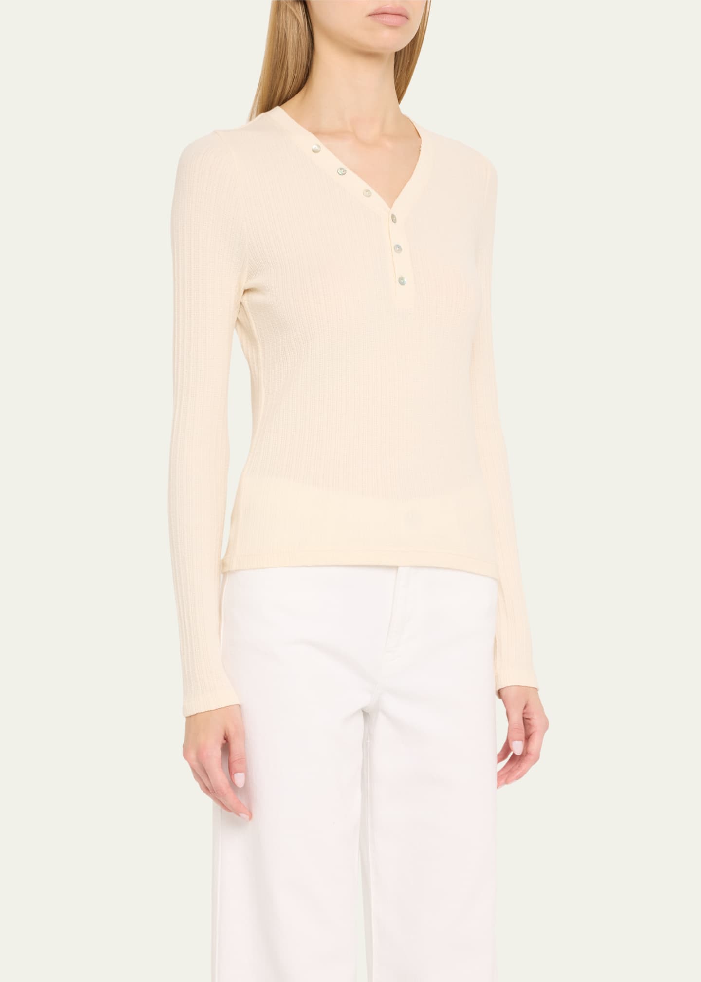 AMO Denim Dearest Ribbed Henley Top Image 4 of 5