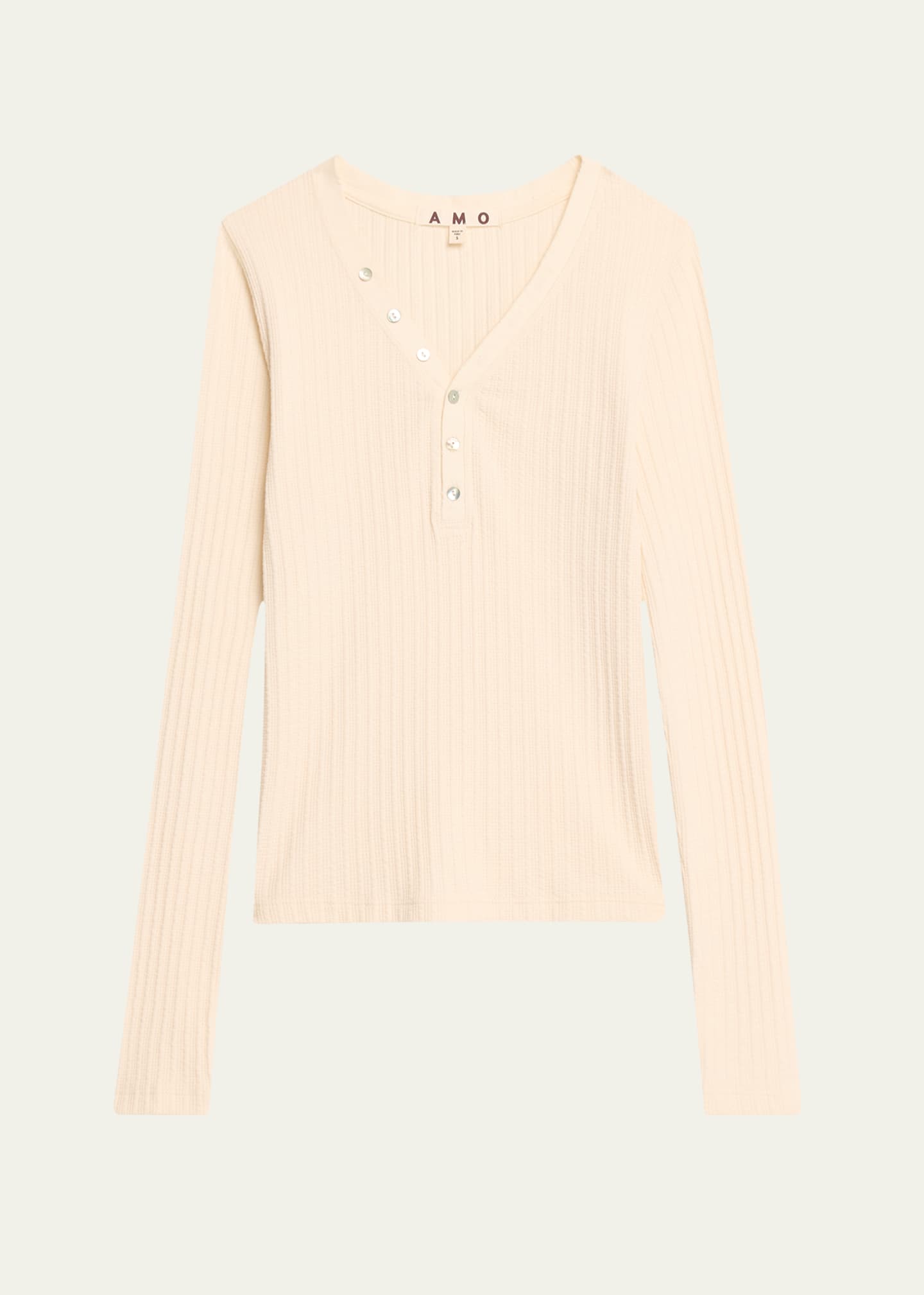 AMO Denim Dearest Ribbed Henley Top Image 1 of 5