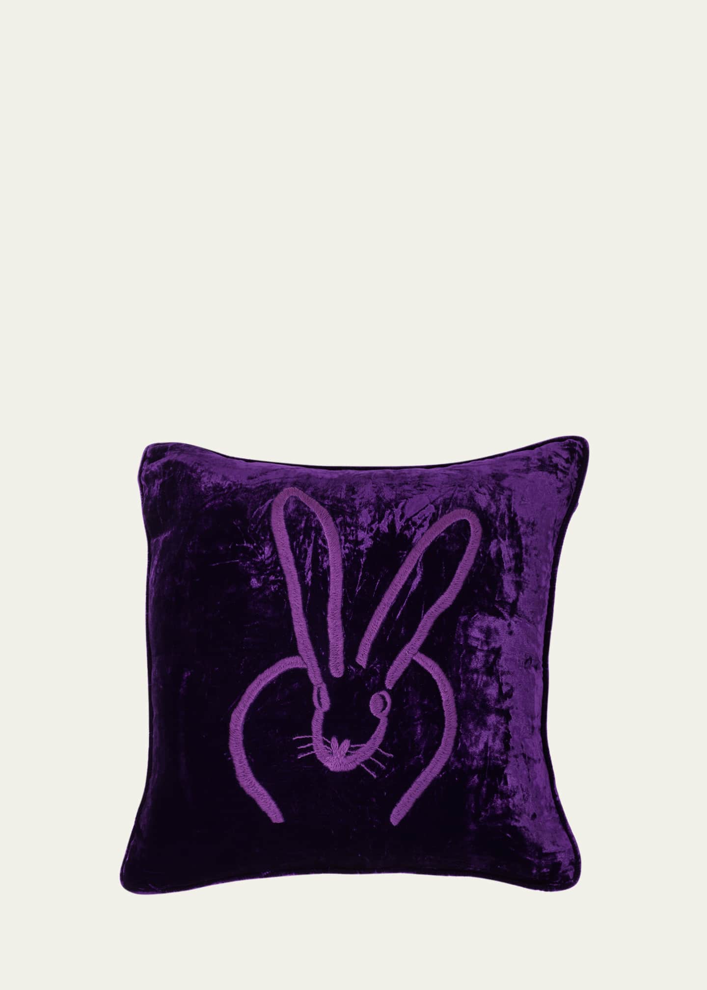 Hunt Slonem Hand Embroidered Velvet Decorative Pillow, 18" Square