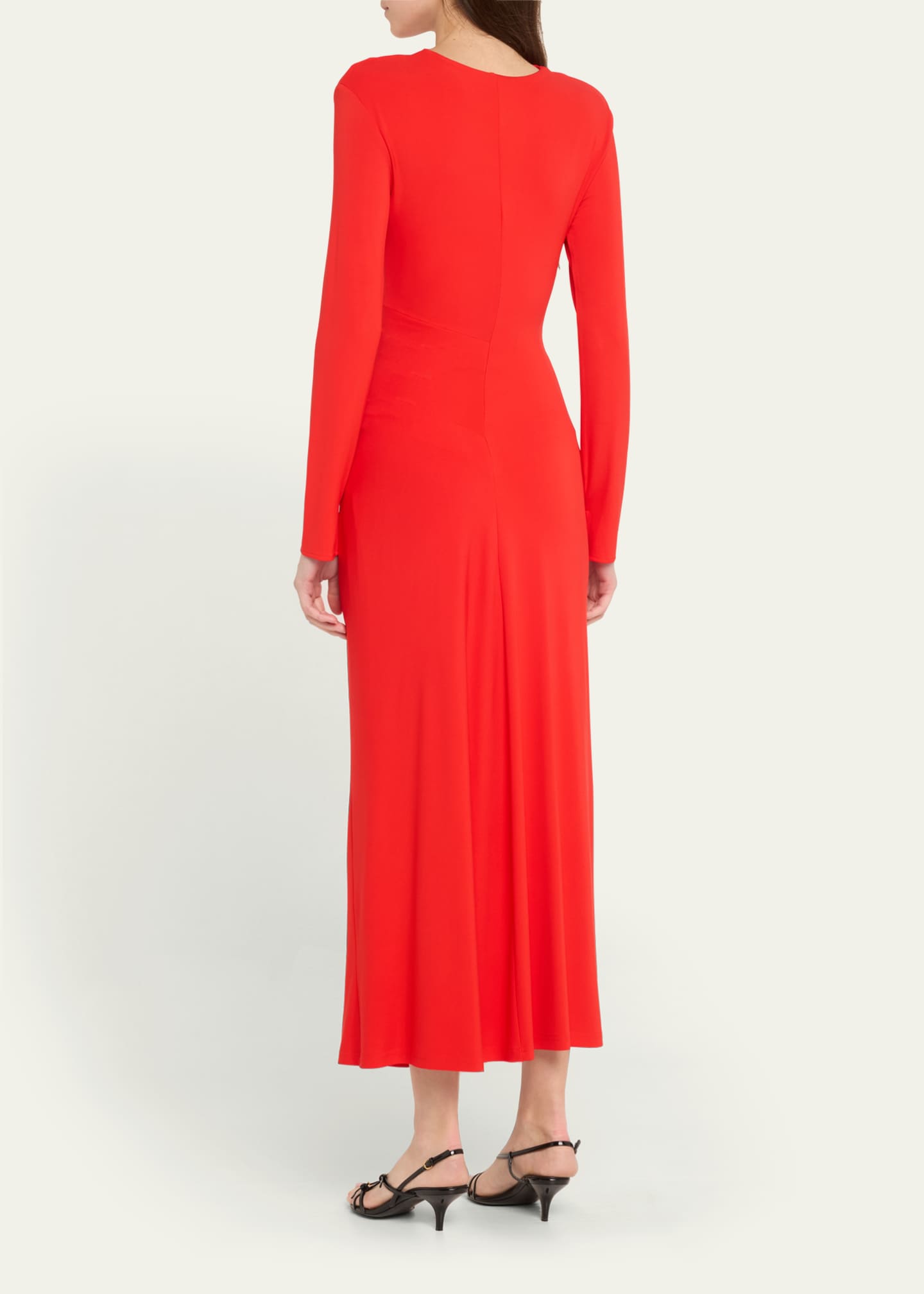 SIMKHAI Ferrera Ruched Long-Sleeve Midi Dress Image 3 of 5