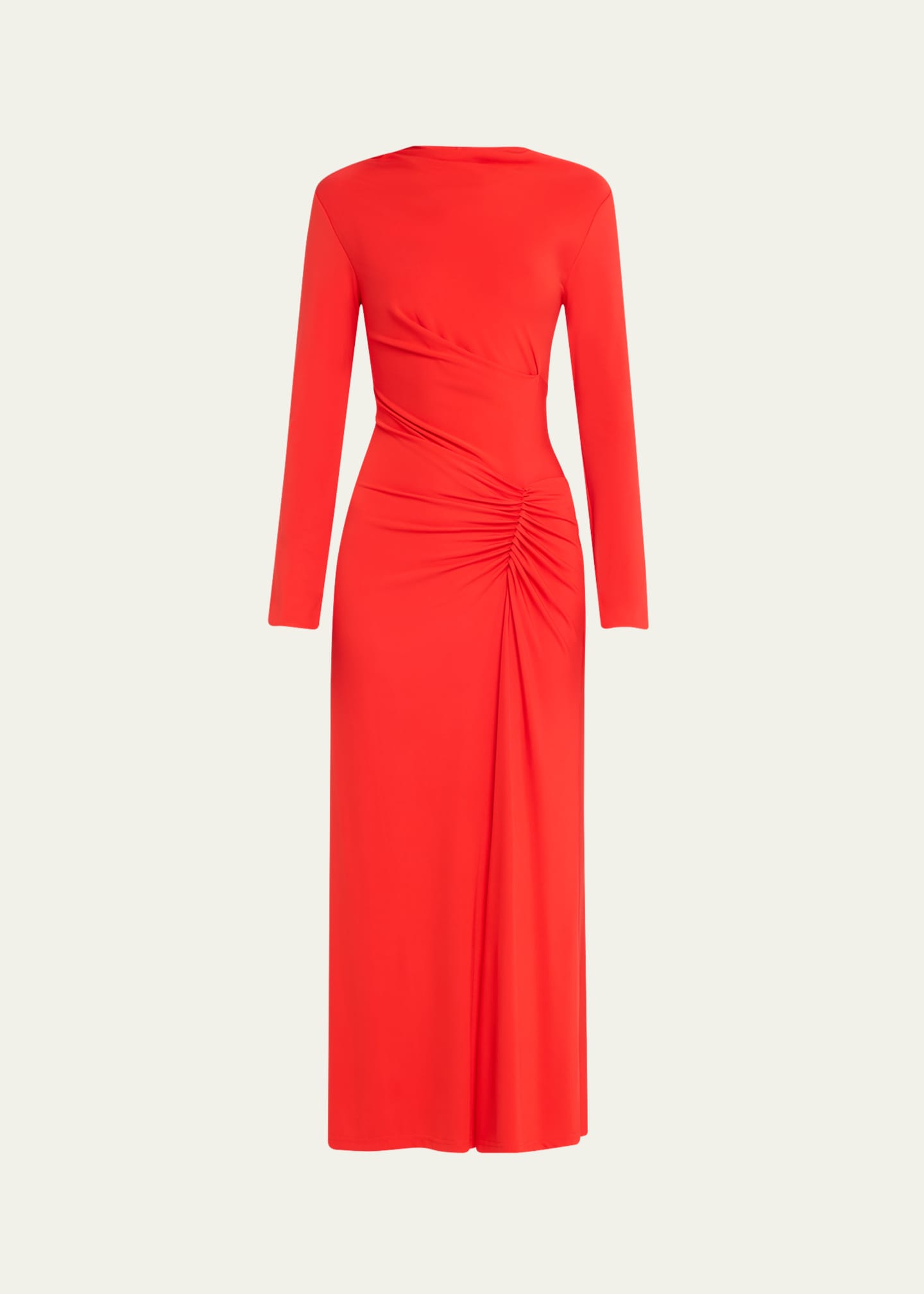 SIMKHAI Ferrera Ruched Long-Sleeve Midi Dress Image 1 of 5