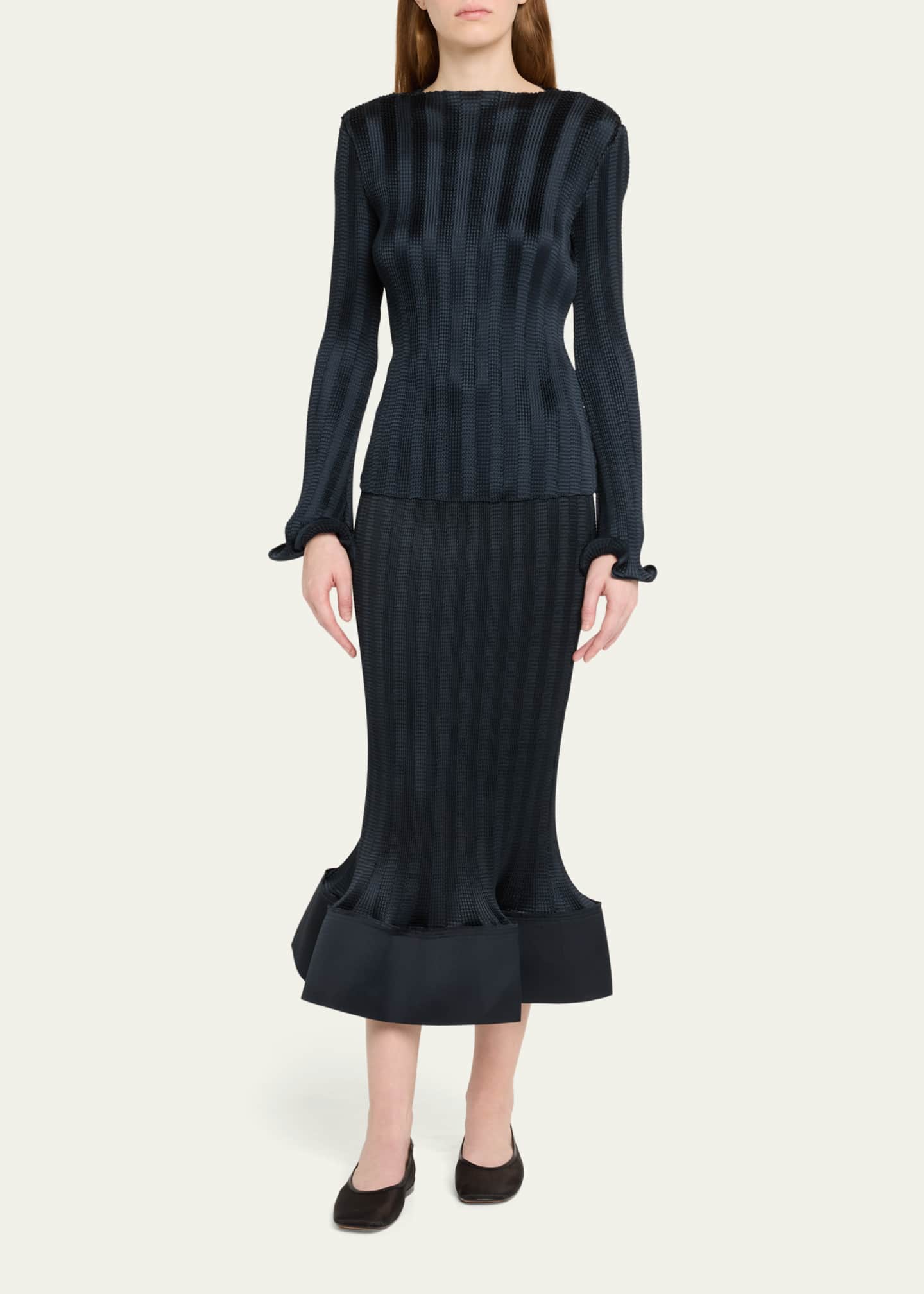 SIMKHAI Carys Textured Long-Sleeve Top Image 2 of 4