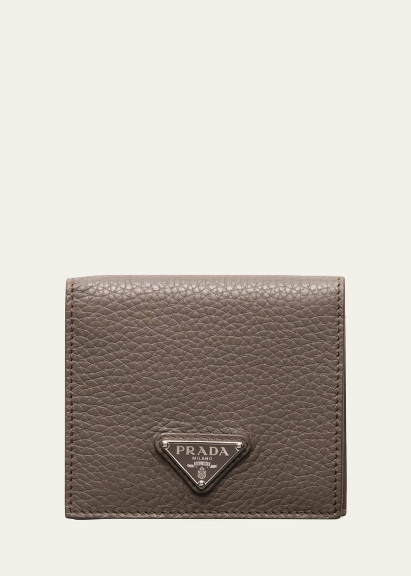 【美品】PRADA 財布　VITELLO DAINO Prada Men's Vitello Daino Triangolo Bifold Wallet - Bergdorf