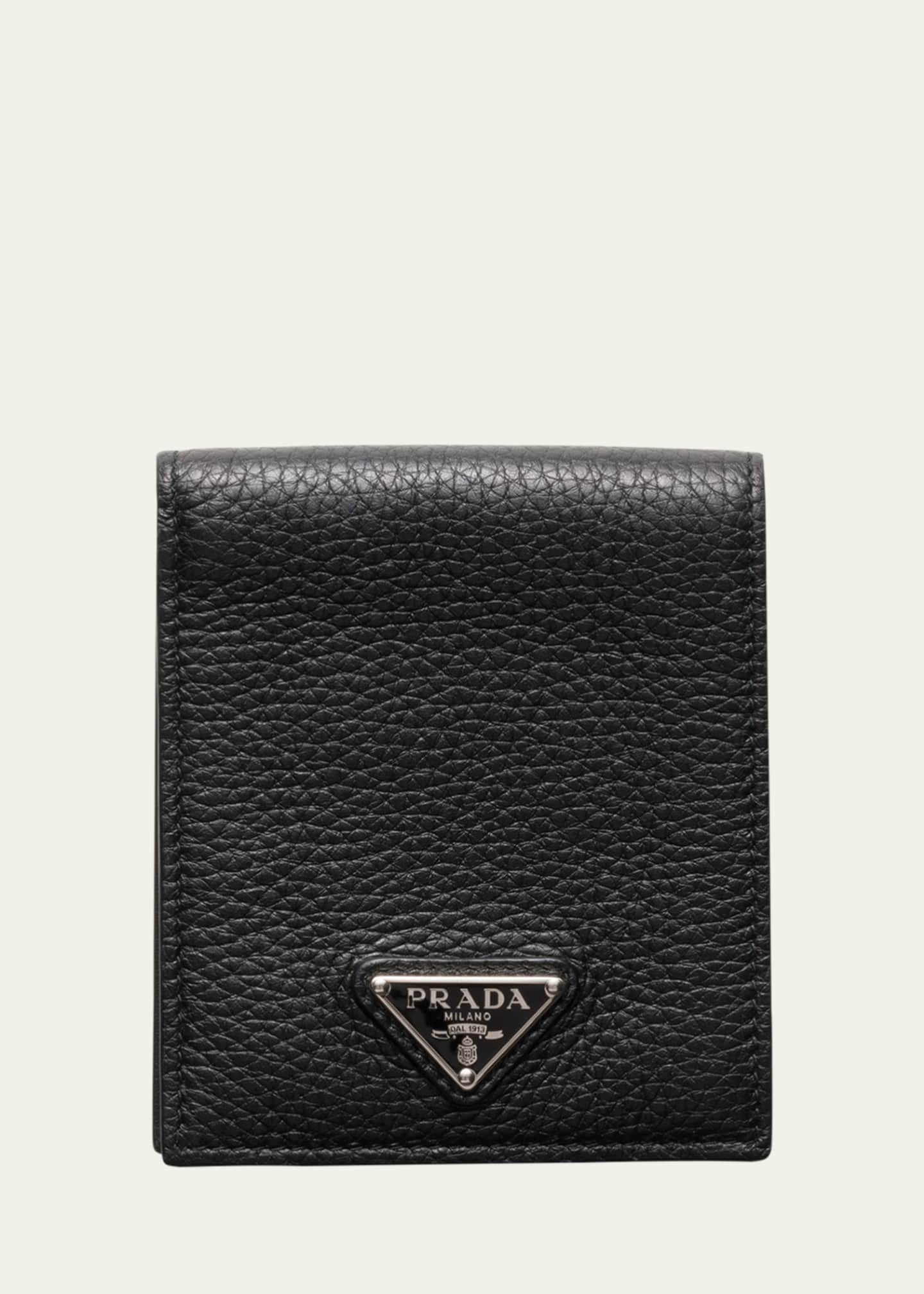 Prada Men's Vitello Daino Triangolo Leather Bifold Wallet