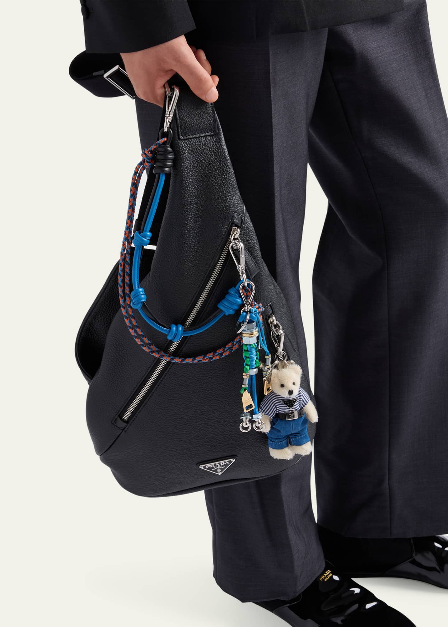 Prada Men s Vitello Daino Leather Sling Backpack Bergdorf Goodman