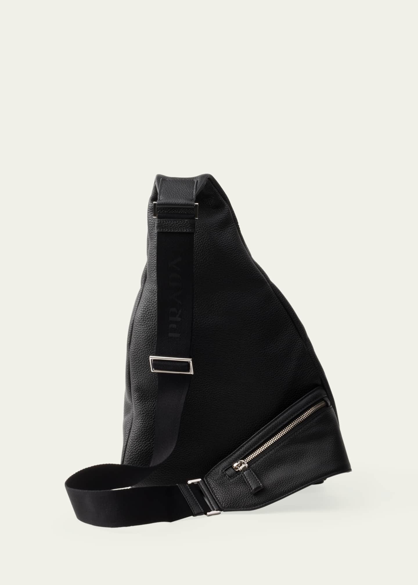 Prada Men's Vitello Daino Leather Sling Backpack Image 3 of 4