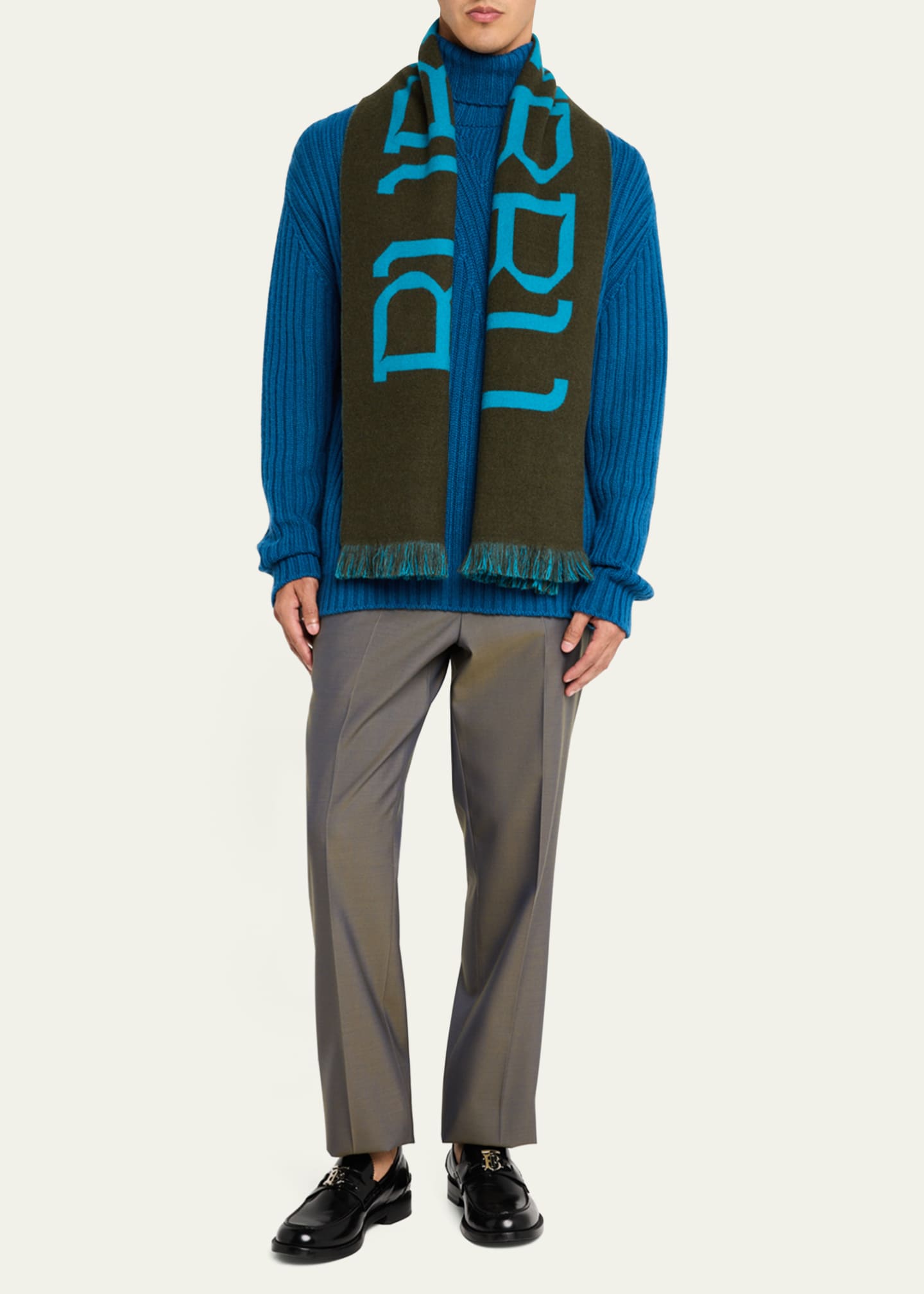 Burberry Men's Wool Logo Scarf Image 2 of 5