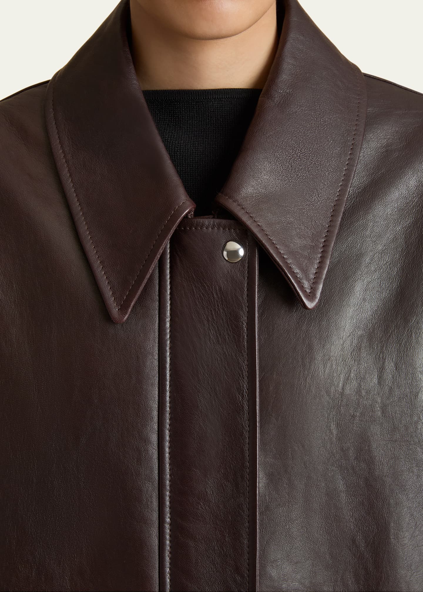 Khaite Shelman Leather Bomber Jacket Image 5 of 5
