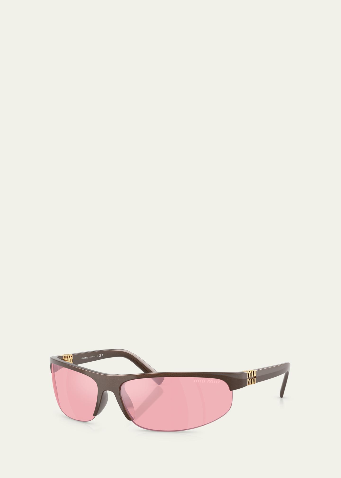 Miu Miu A02S Semi-Rimless Oval Plastic Sunglasses - Bergdorf Goodman