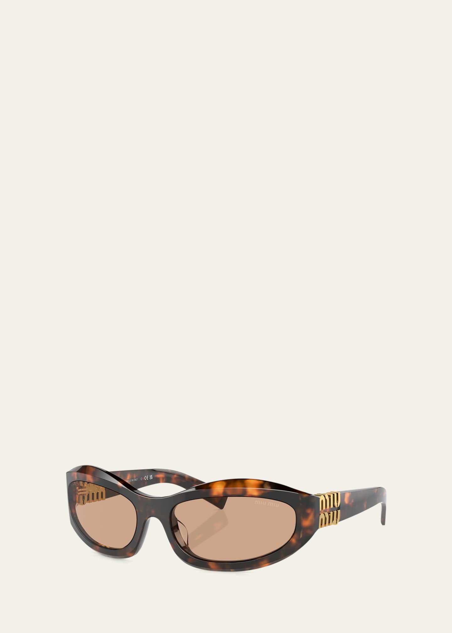 Miu Miu 14ZSF Logo Oval Acetate Sunglasses - Bergdorf Goodman