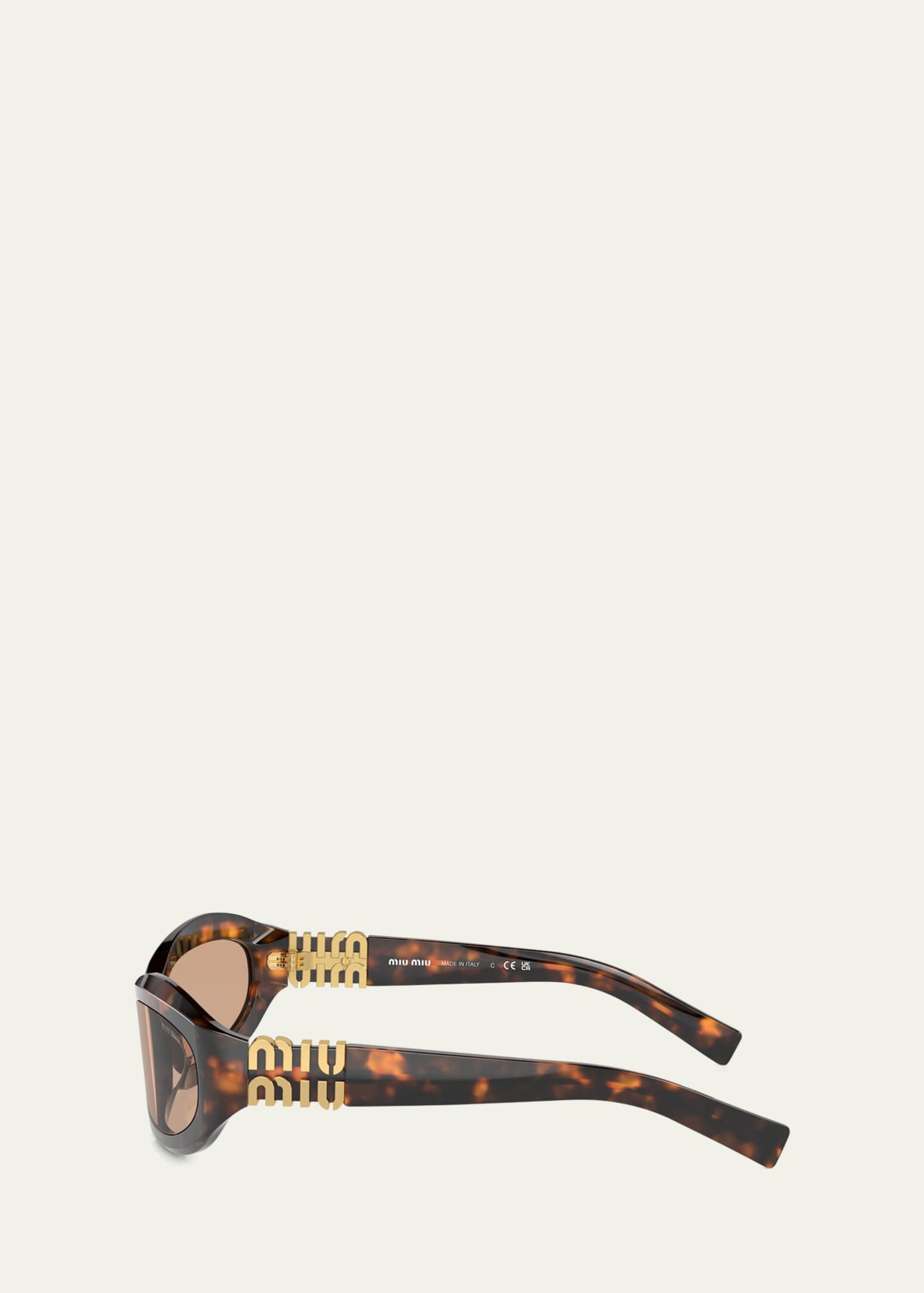 Miu Miu 14ZSF Logo Oval Acetate Sunglasses - Bergdorf Goodman