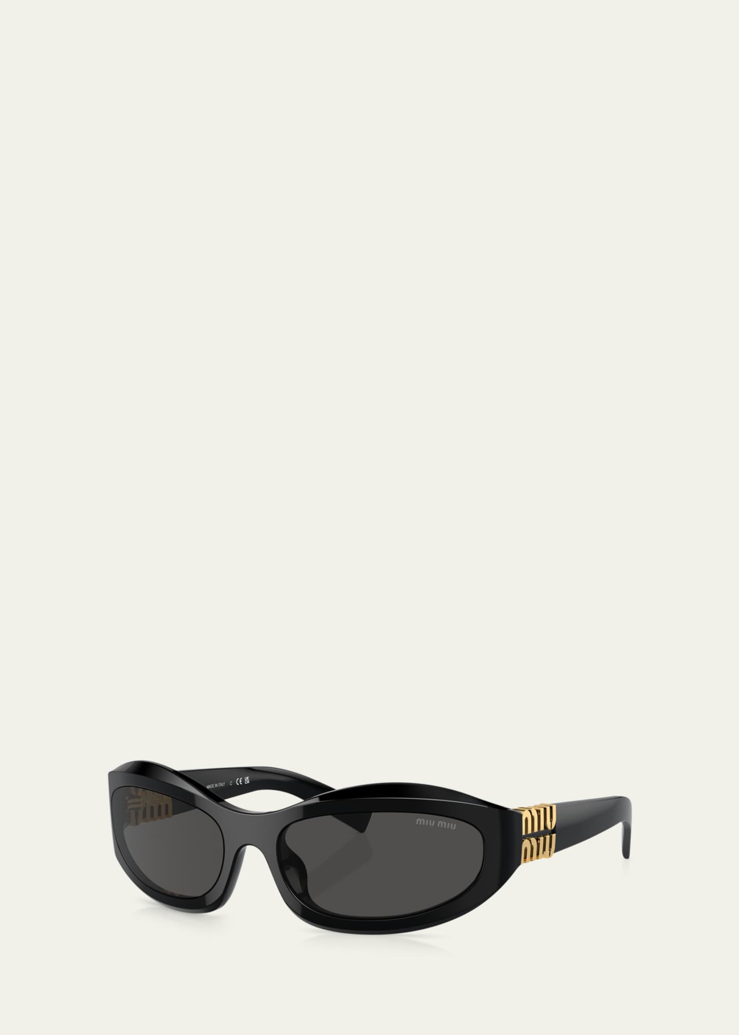 Miu Miu 14ZSF Logo Oval Acetate Sunglasses Image 2 of 3