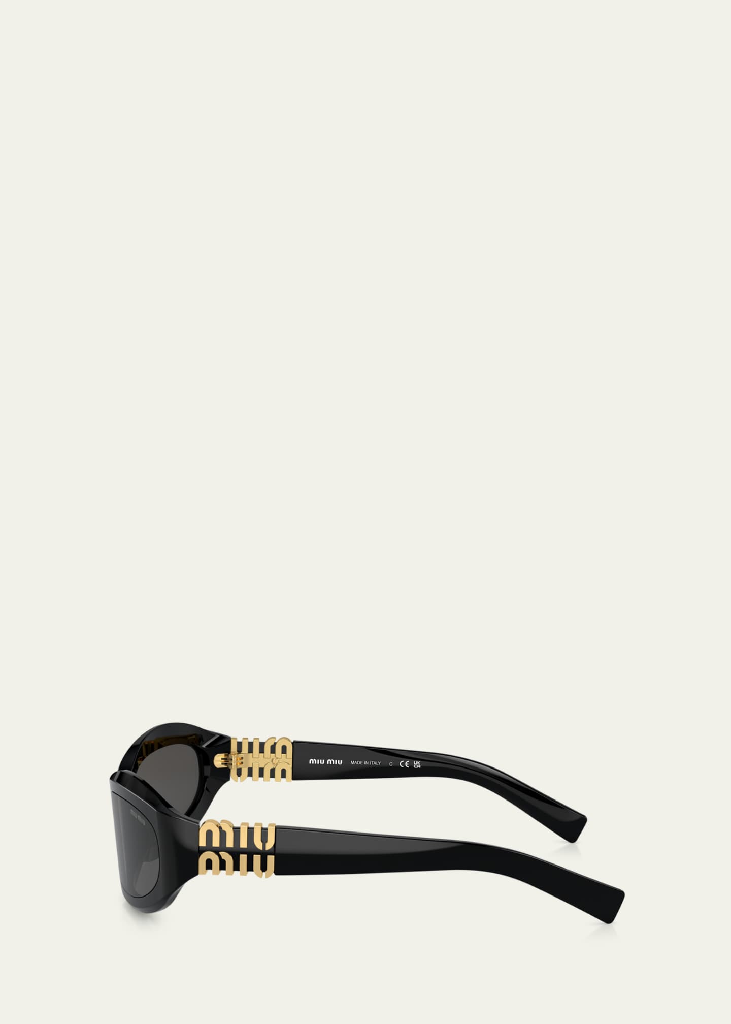 Miu Miu 14ZSF Logo Oval Acetate Sunglasses Image 3 of 3