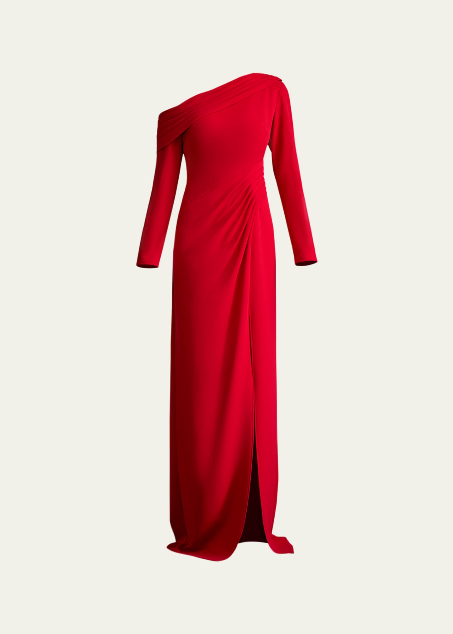 Tadashi Shoji Draped One-Shoulder Crepe Column Gown Image 1 of 5