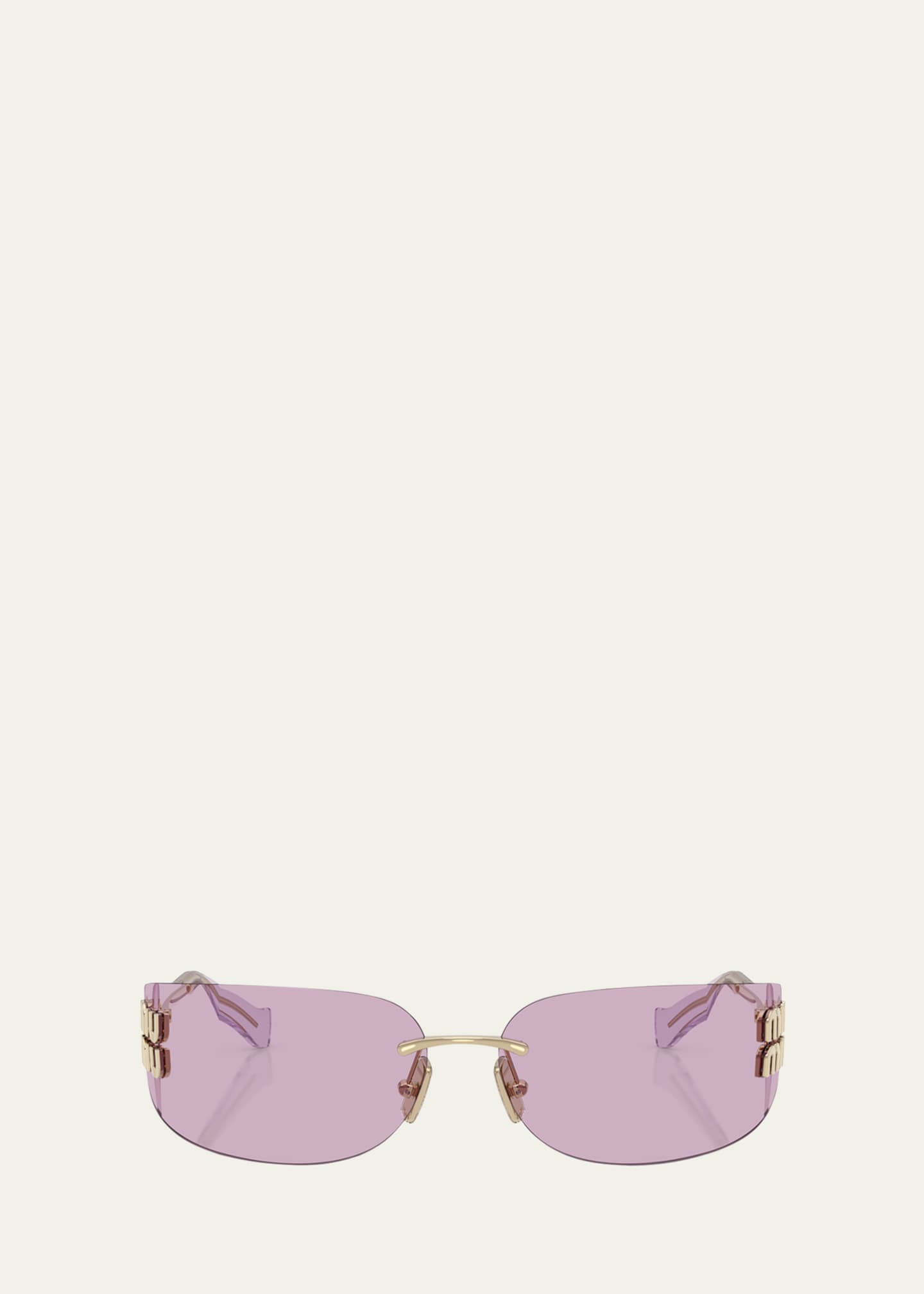 Miu Miu Rimless Logo Metal Rectangle Sunglasses - Bergdorf