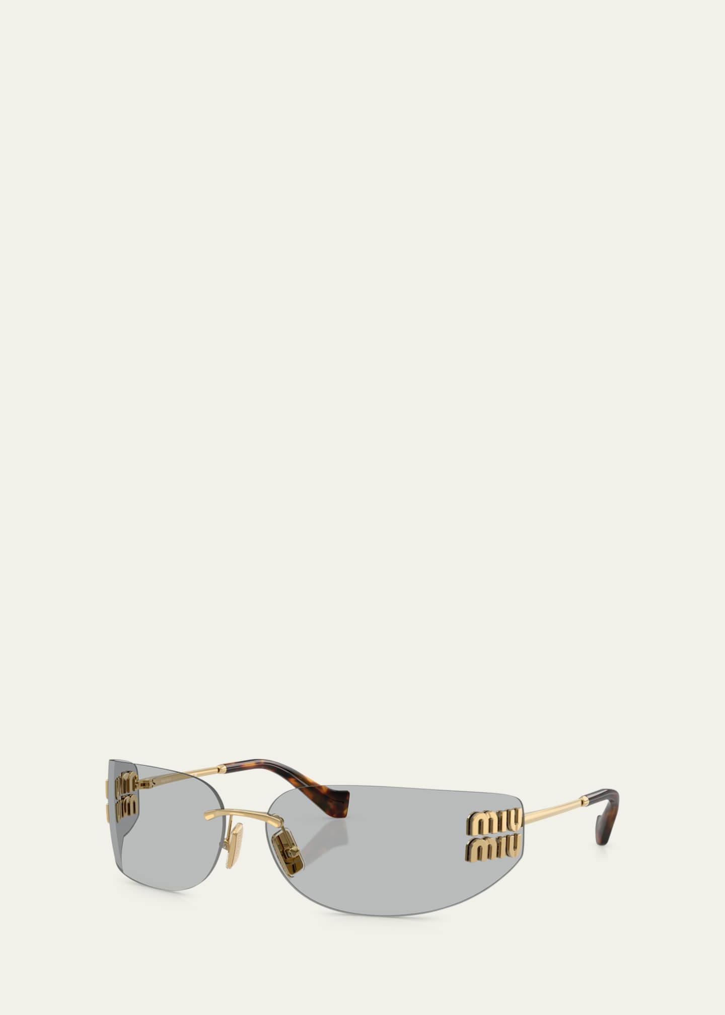 Miu Miu Rimless Logo Metal Rectangle Sunglasses - Bergdorf