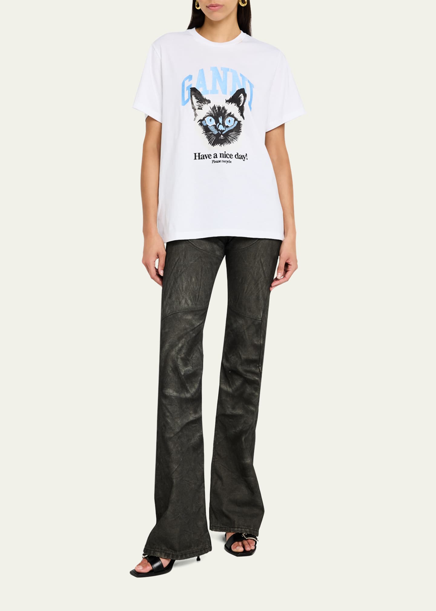 Ganni Basic Jersey Cat Relaxed T-Shirt Image 2 of 5