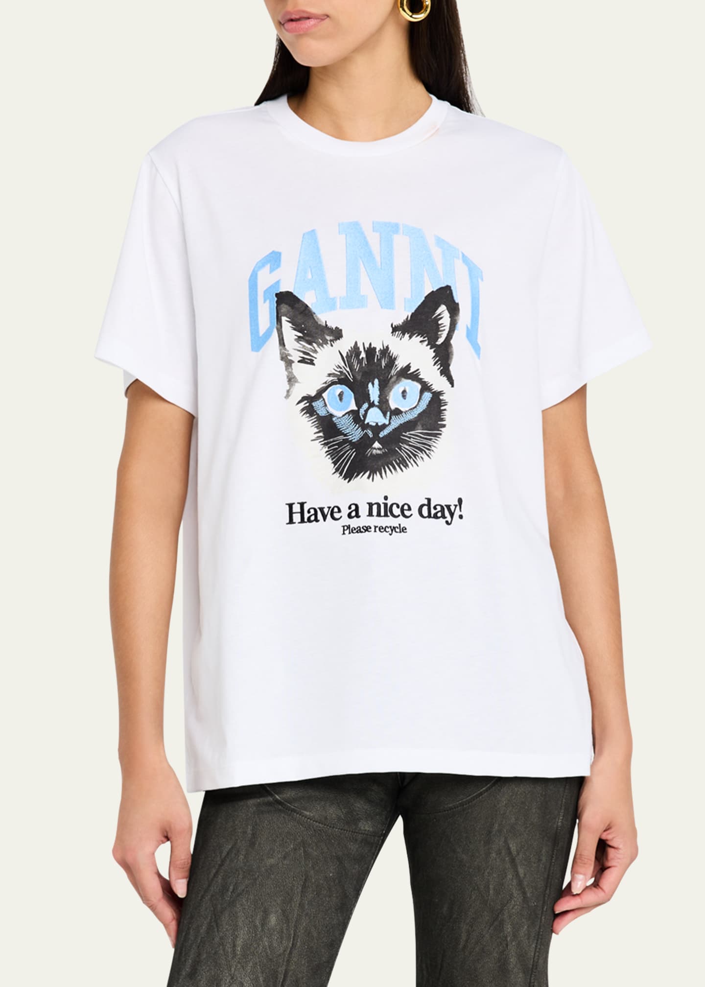 Ganni Basic Jersey Cat Relaxed T-Shirt Image 4 of 5
