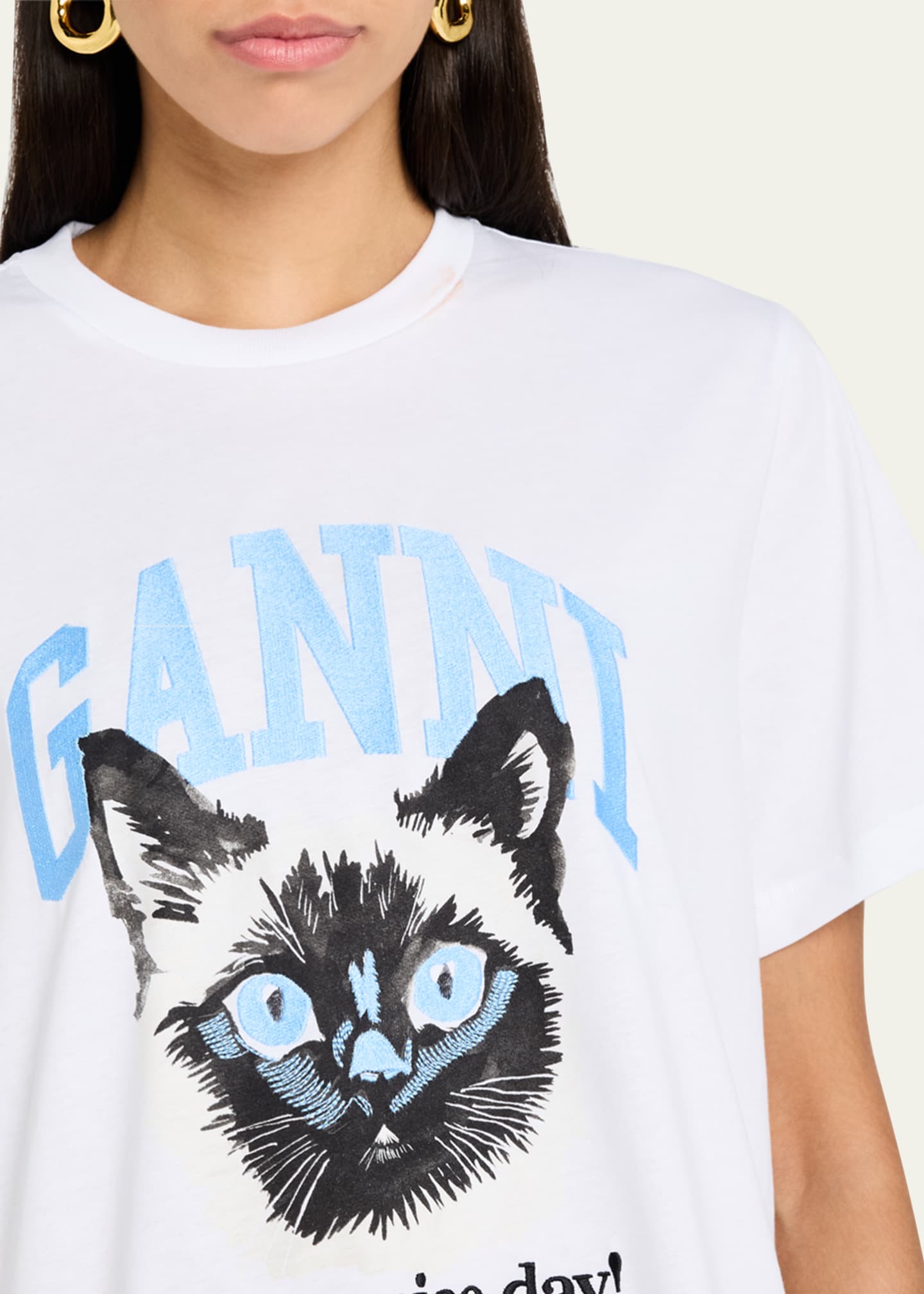 Ganni Basic Jersey Cat Relaxed T-Shirt Image 5 of 5