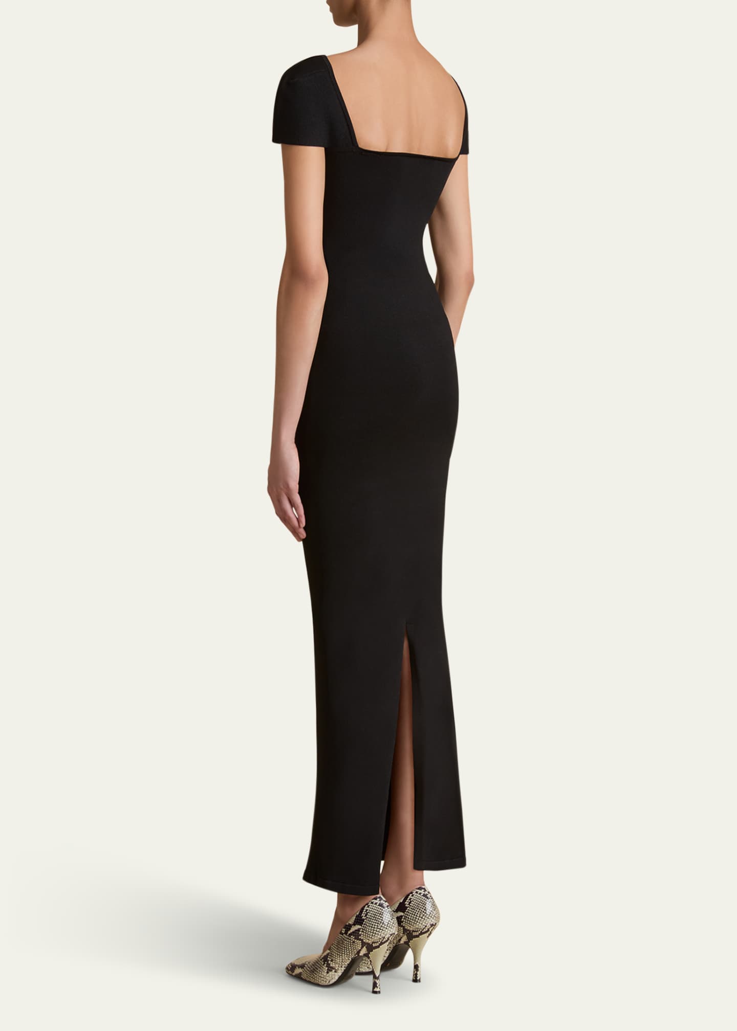 Basile High-Neck Cap-Sleeve Maxi Dress - Thumbnail 3