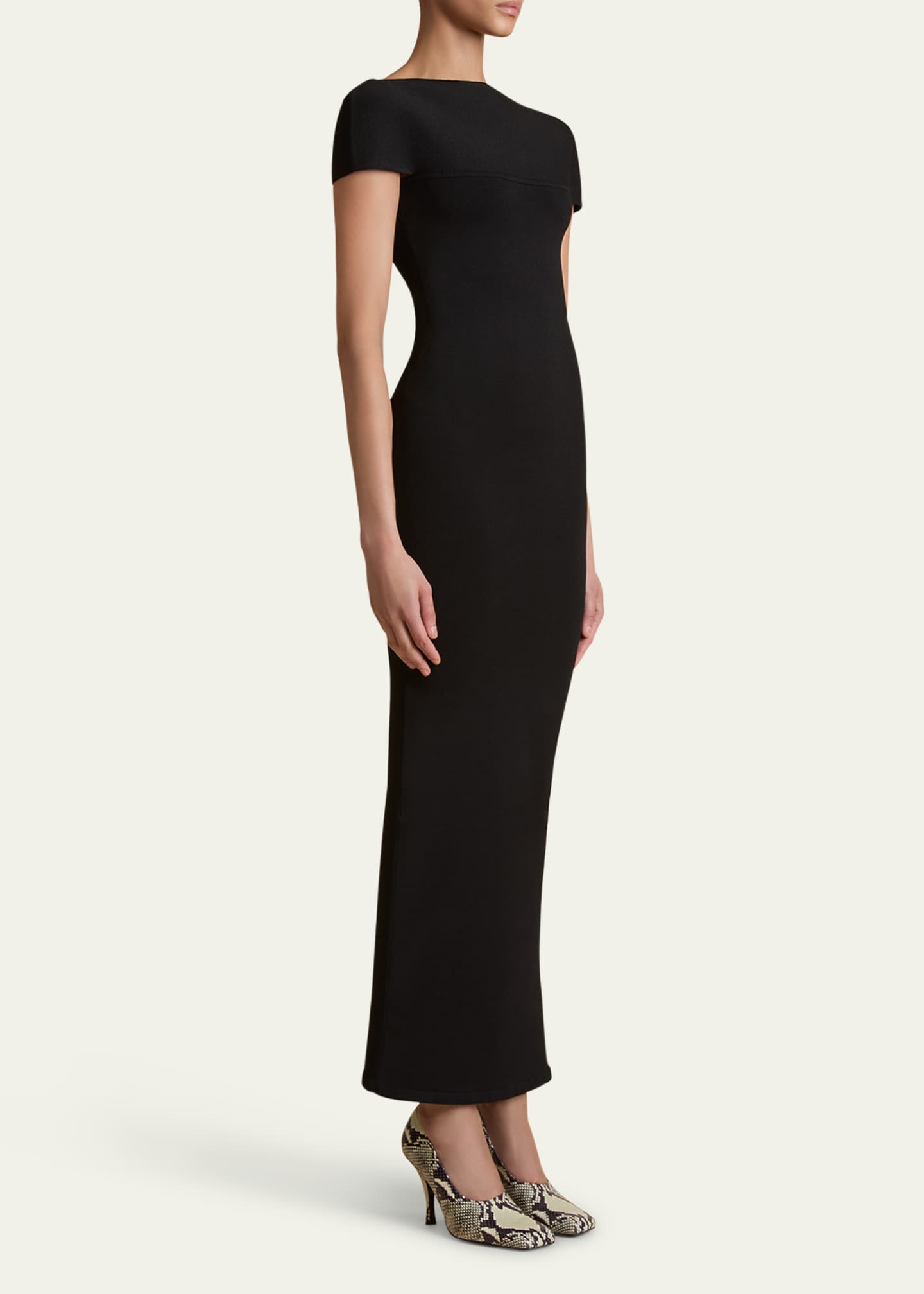 Basile High-Neck Cap-Sleeve Maxi Dress - Thumbnail 4