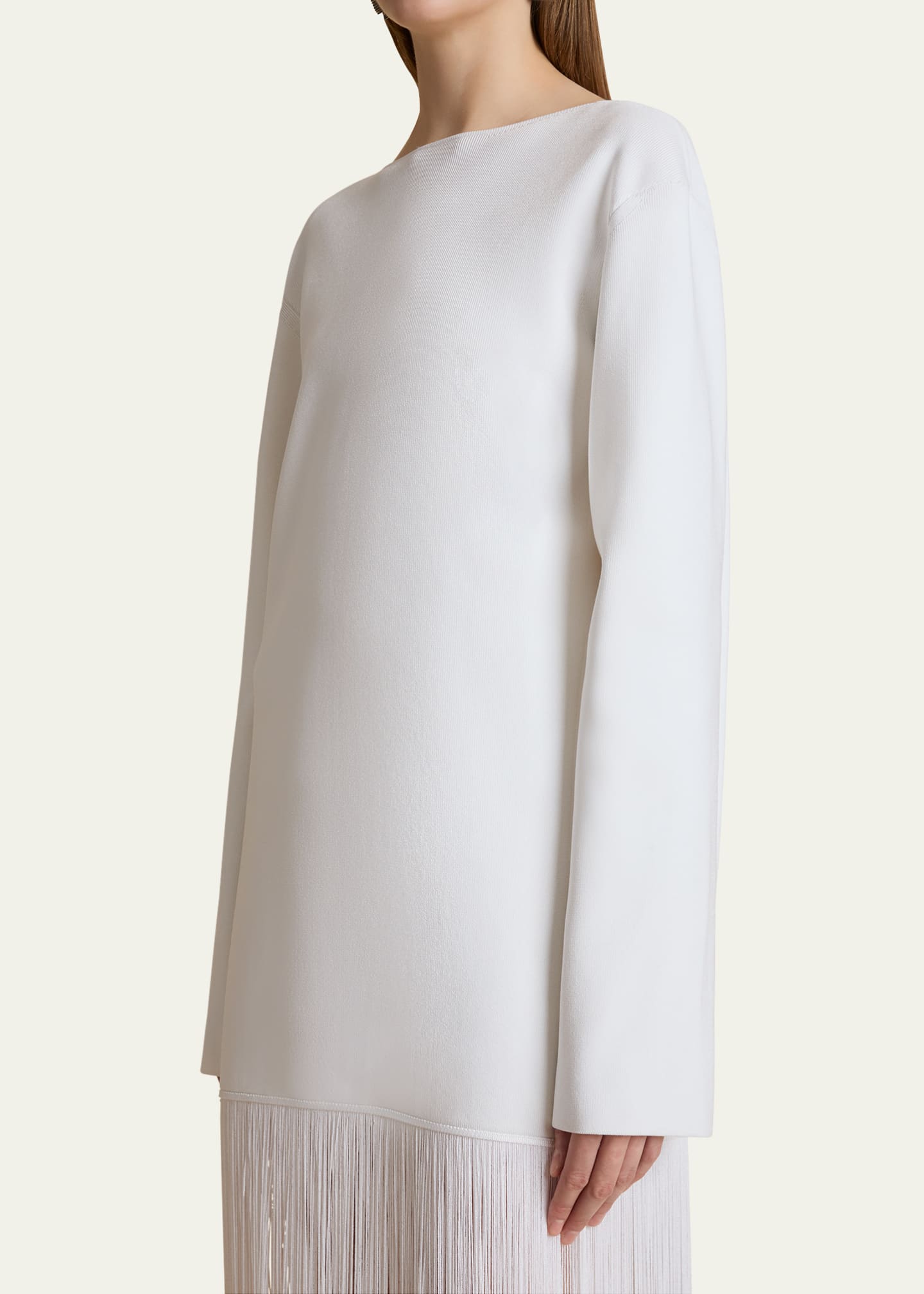 Khaite Paley Long-Sleeve Fringe Backless Maxi Dress Image 4 of 5