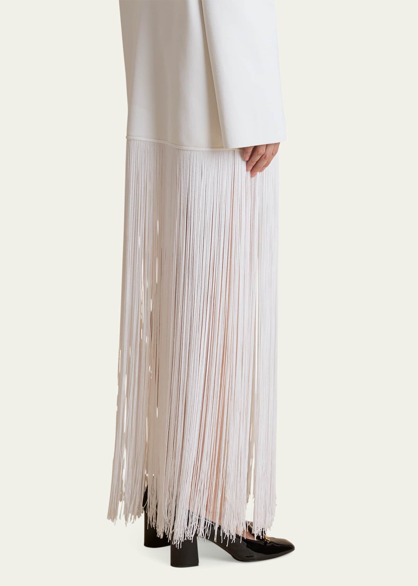 Khaite Paley Long-Sleeve Fringe Backless Maxi Dress Image 5 of 5